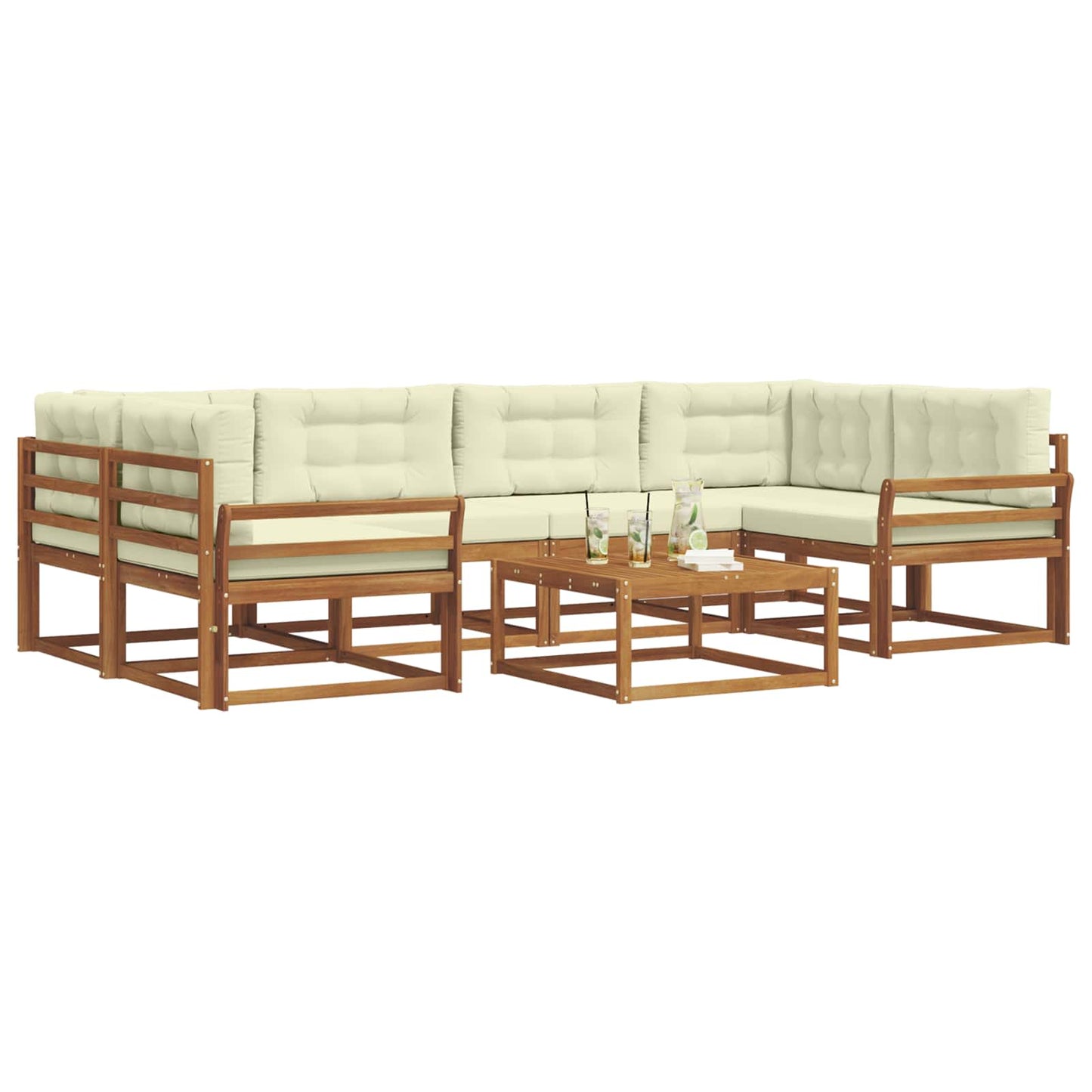 Outdoor-Sofagarnitur mit Kissen 7 pcs Natur und Creme