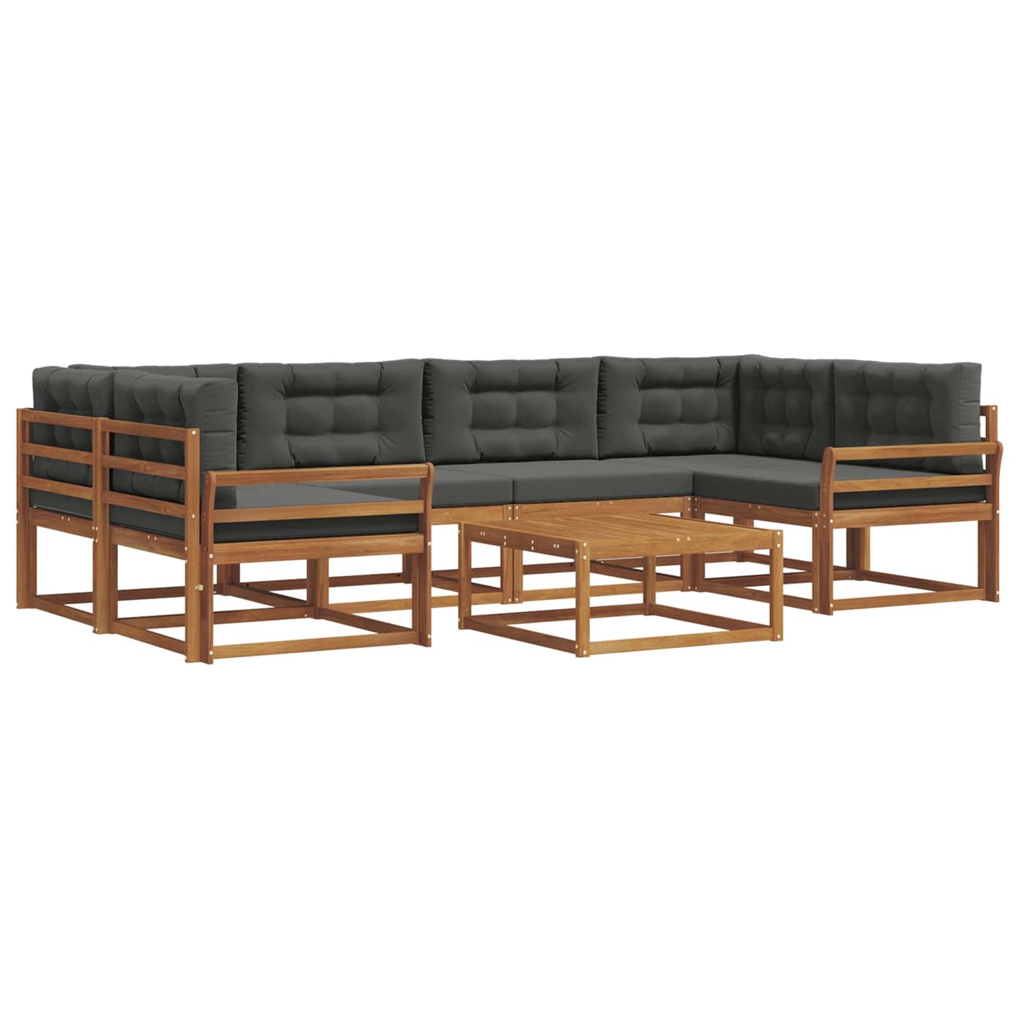 Outdoor-Sofagarnitur mit Kissen 7 pcs Natur und Anthrazit