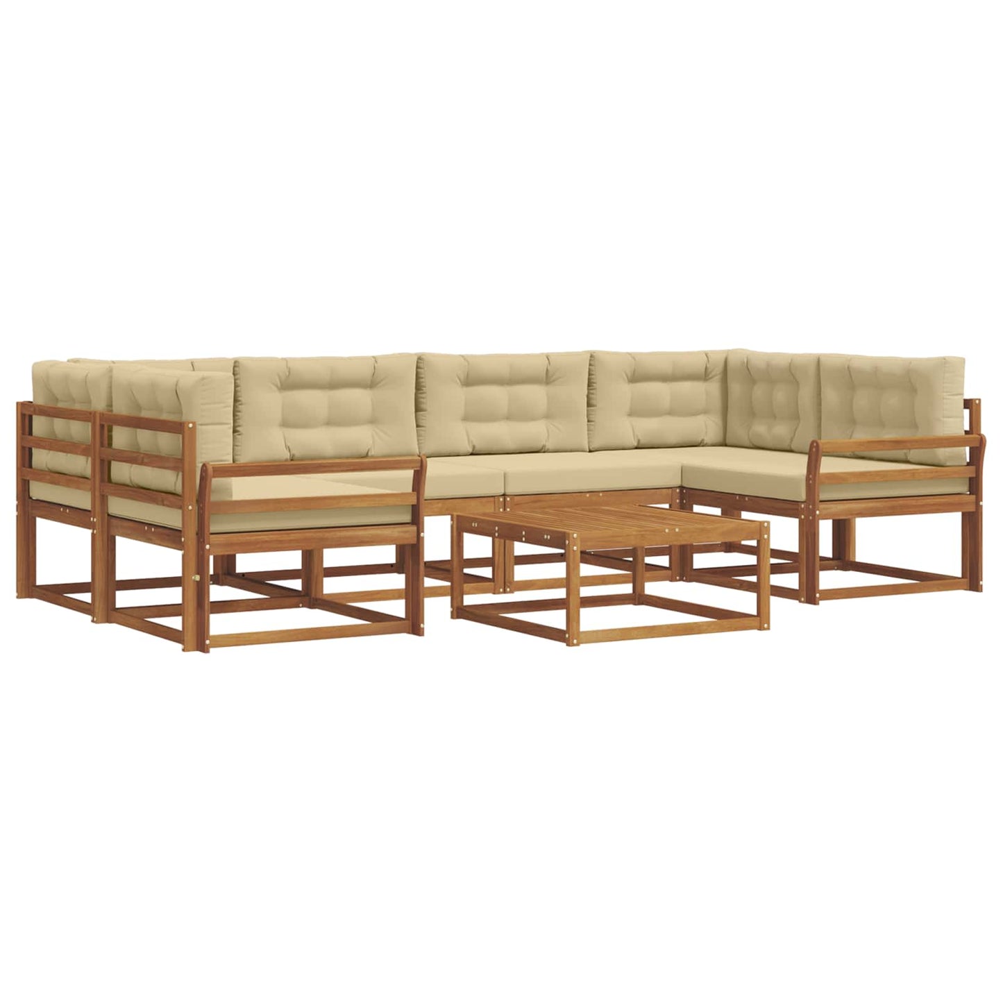 Outdoor-Sofagarnitur mit Kissen 7 pcs Natur und Beige