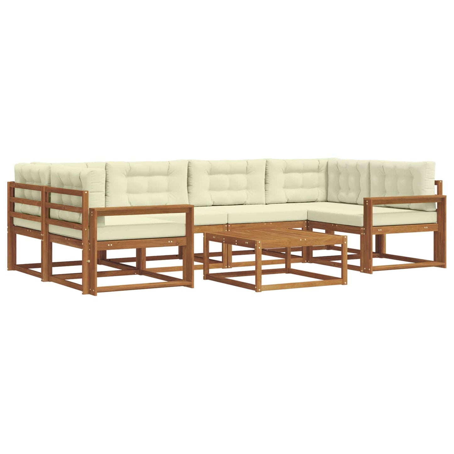 Outdoor-Sofagarnitur mit Kissen 7 pcs Natur und Creme