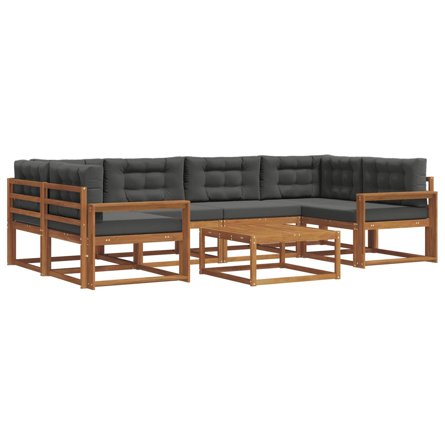 Outdoor-Sofagarnitur mit Kissen 7 pcs Natur und Anthrazit