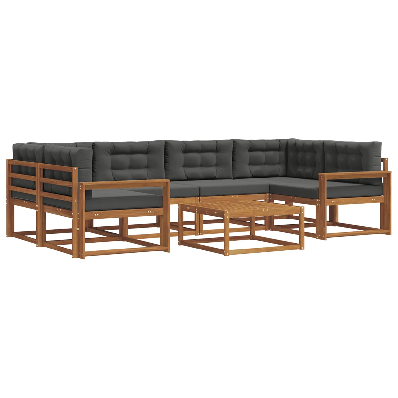 Outdoor-Sofagarnitur mit Kissen 7 pcs Natur und Anthrazit