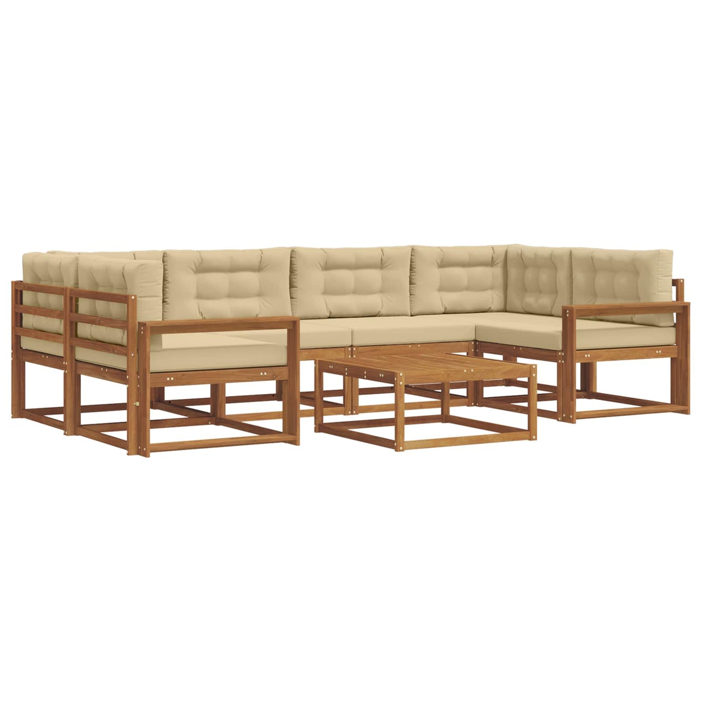 Outdoor-Sofagarnitur mit Kissen 7 pcs Natur und Beige