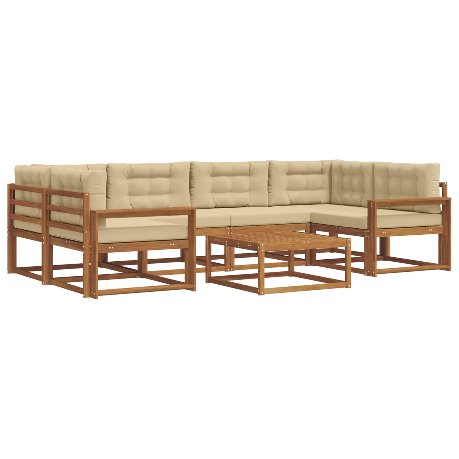Outdoor-Sofagarnitur mit Kissen 7 pcs Natur und Beige