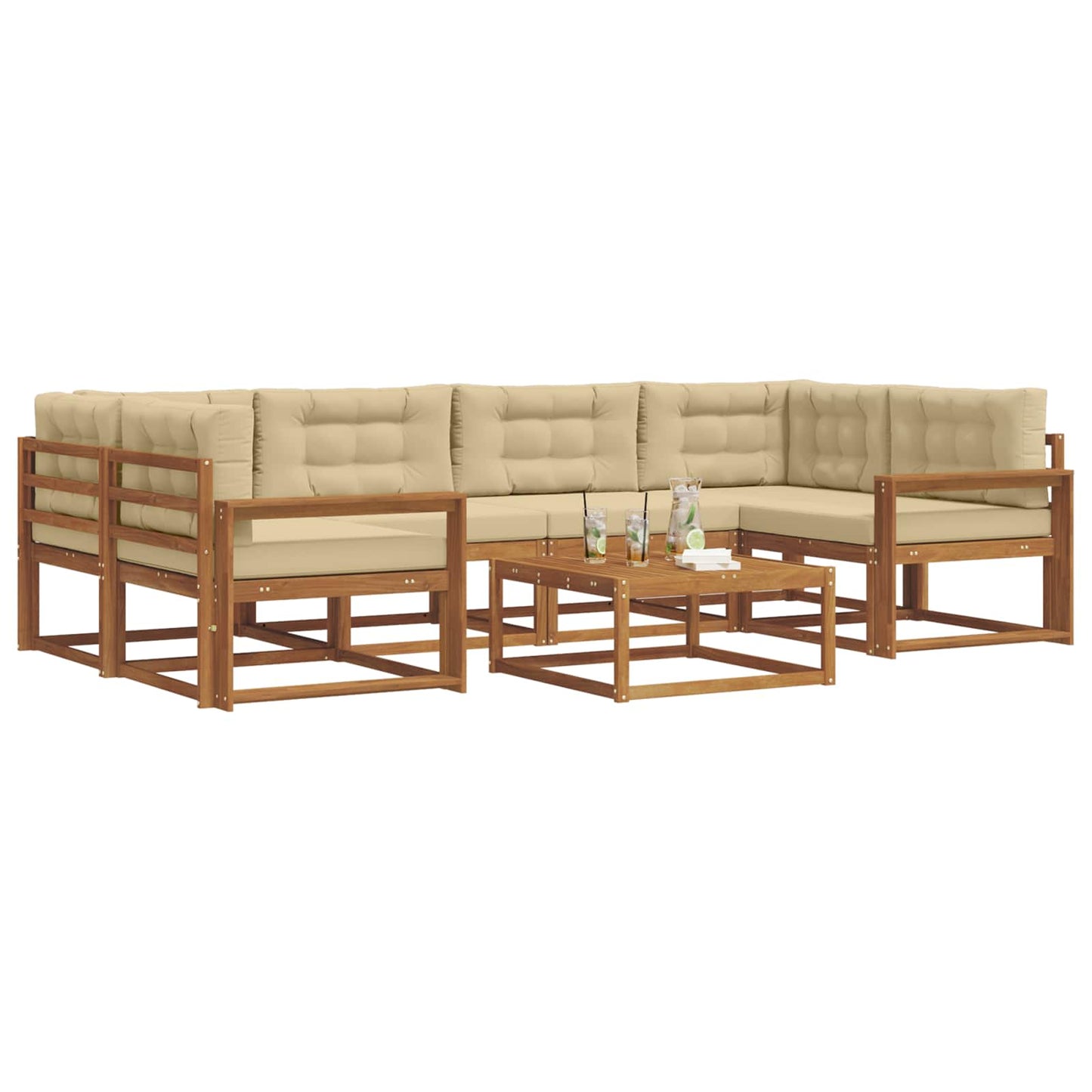 Outdoor-Sofagarnitur mit Kissen 7 pcs Natur und Beige