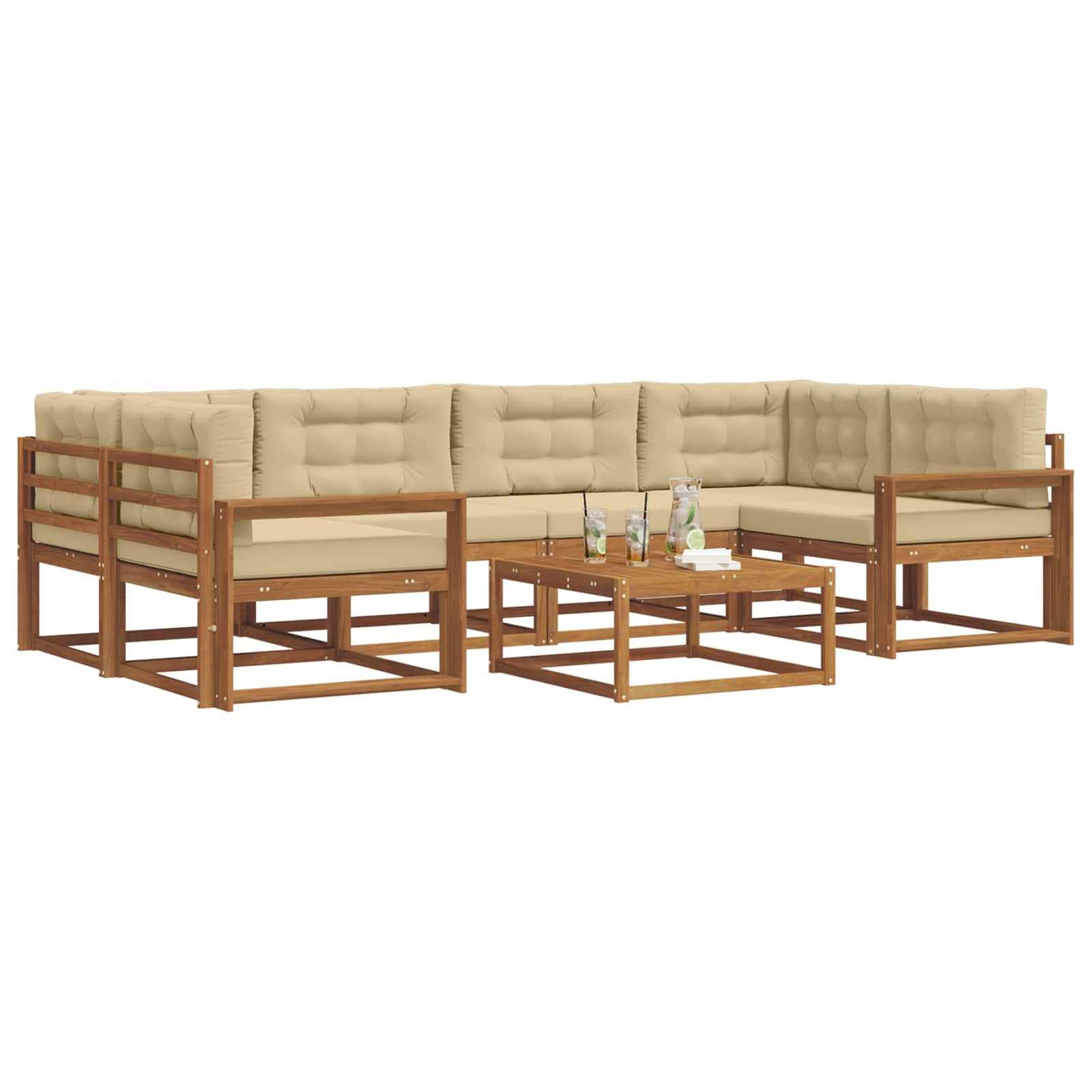 Outdoor-Sofagarnitur mit Kissen 7 pcs Natur und Beige
