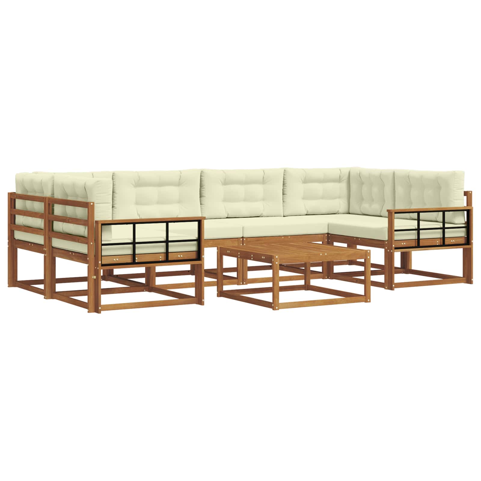 Outdoor-Sofagarnitur mit Kissen 7 pcs Natur und Creme