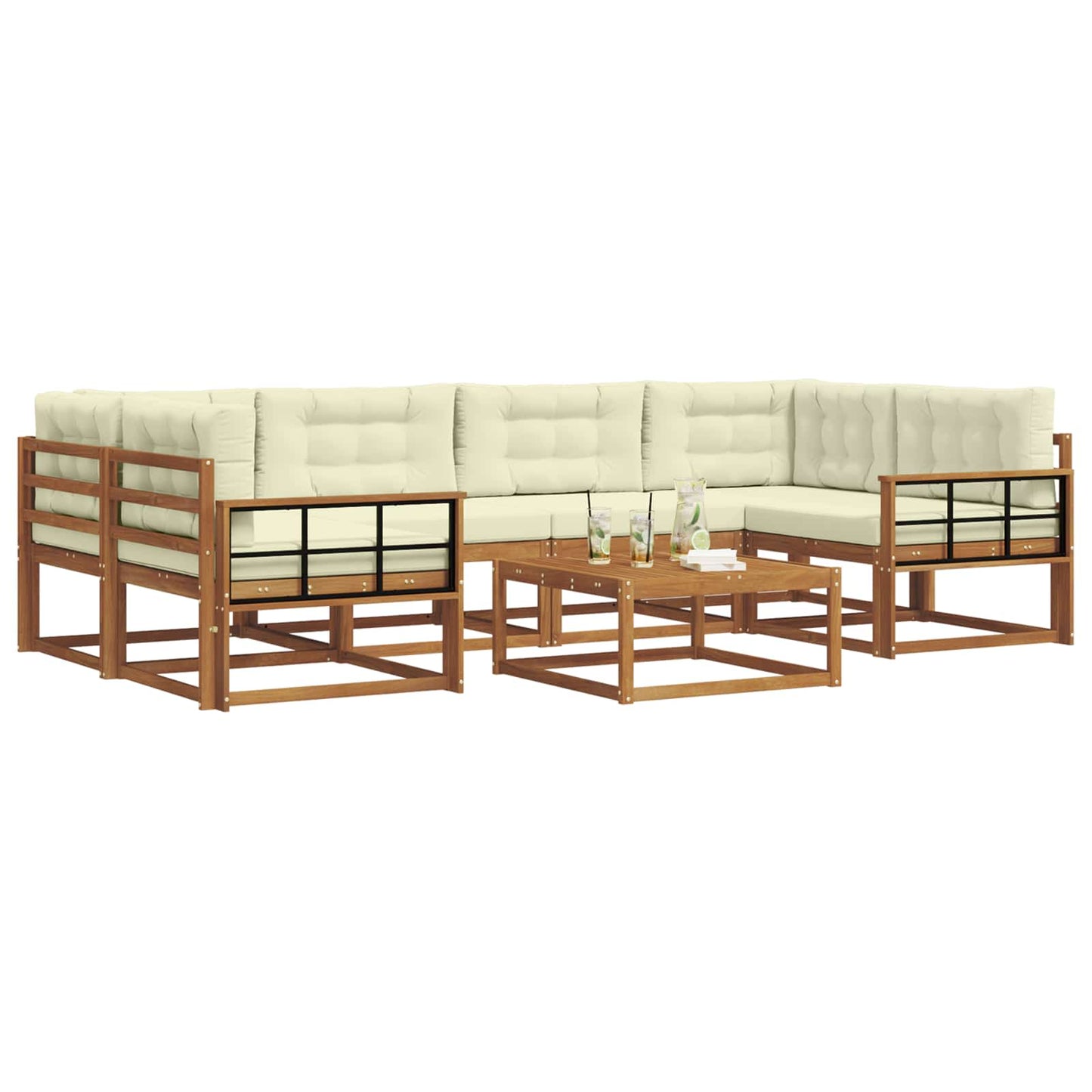 Outdoor-Sofagarnitur mit Kissen 7 pcs Natur und Creme