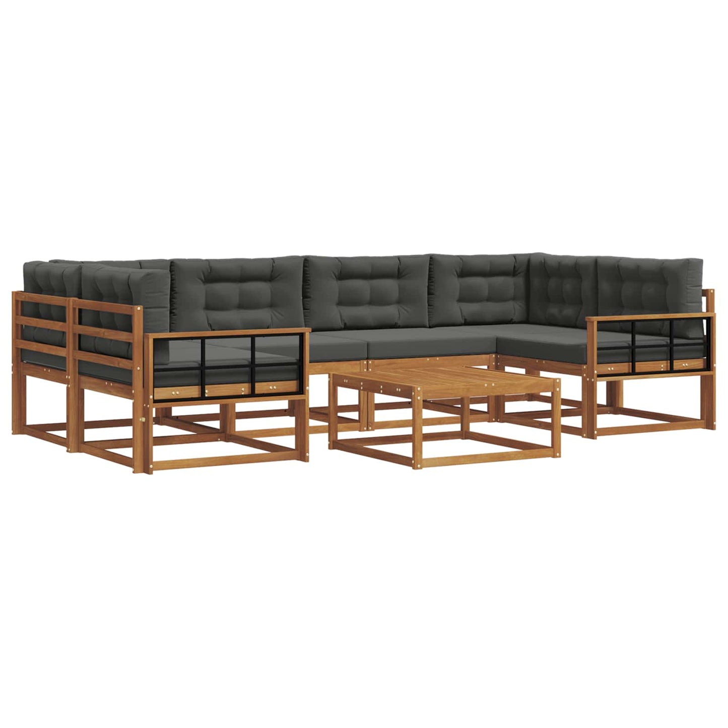 Outdoor-Sofagarnitur mit Kissen 7 pcs Natur und Anthrazit