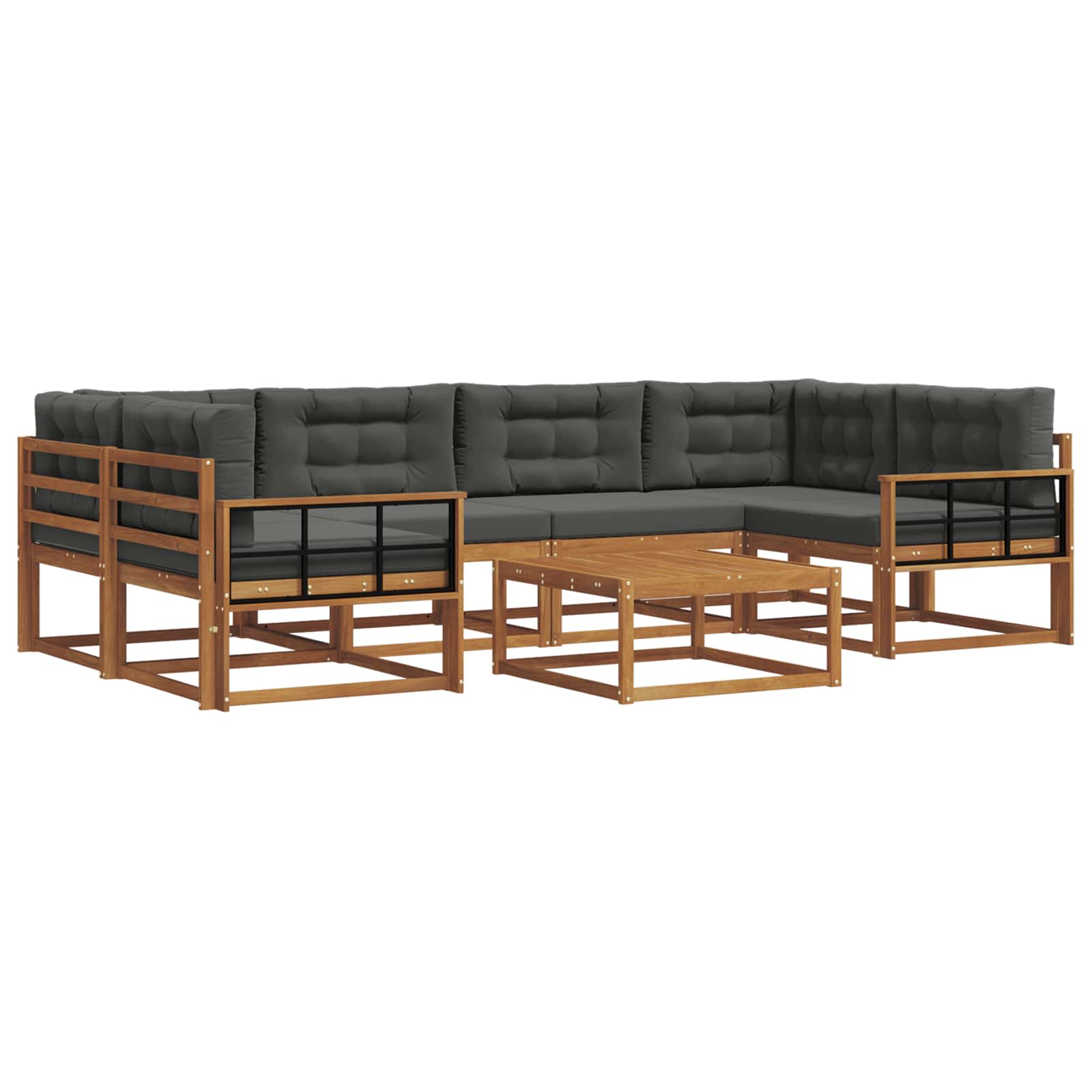 Outdoor-Sofagarnitur mit Kissen 7 pcs Natur und Anthrazit