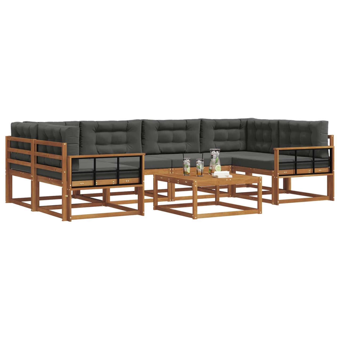 Outdoor-Sofagarnitur mit Kissen 7 pcs Natur und Anthrazit