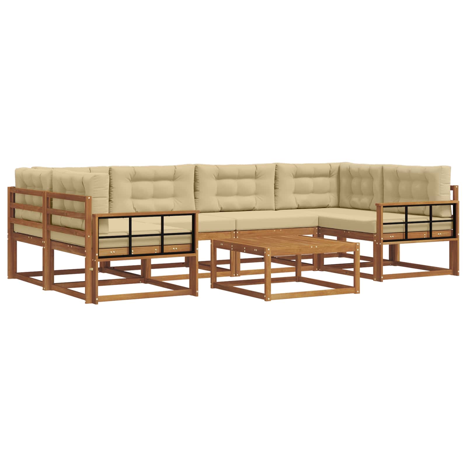 Outdoor-Sofagarnitur mit Kissen 7 pcs Natur und Beige