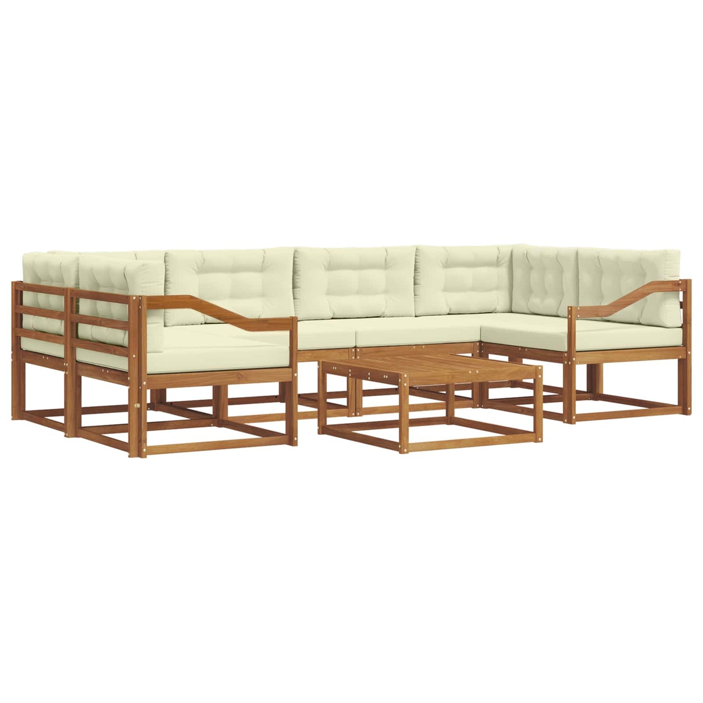Outdoor-Sofagarnitur mit Kissen 7 pcs Natur und Creme