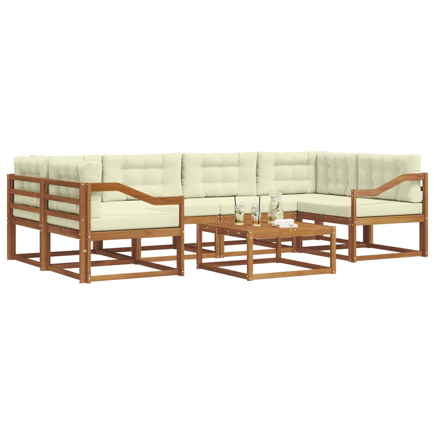 Outdoor-Sofagarnitur mit Kissen 7 pcs Natur und Creme