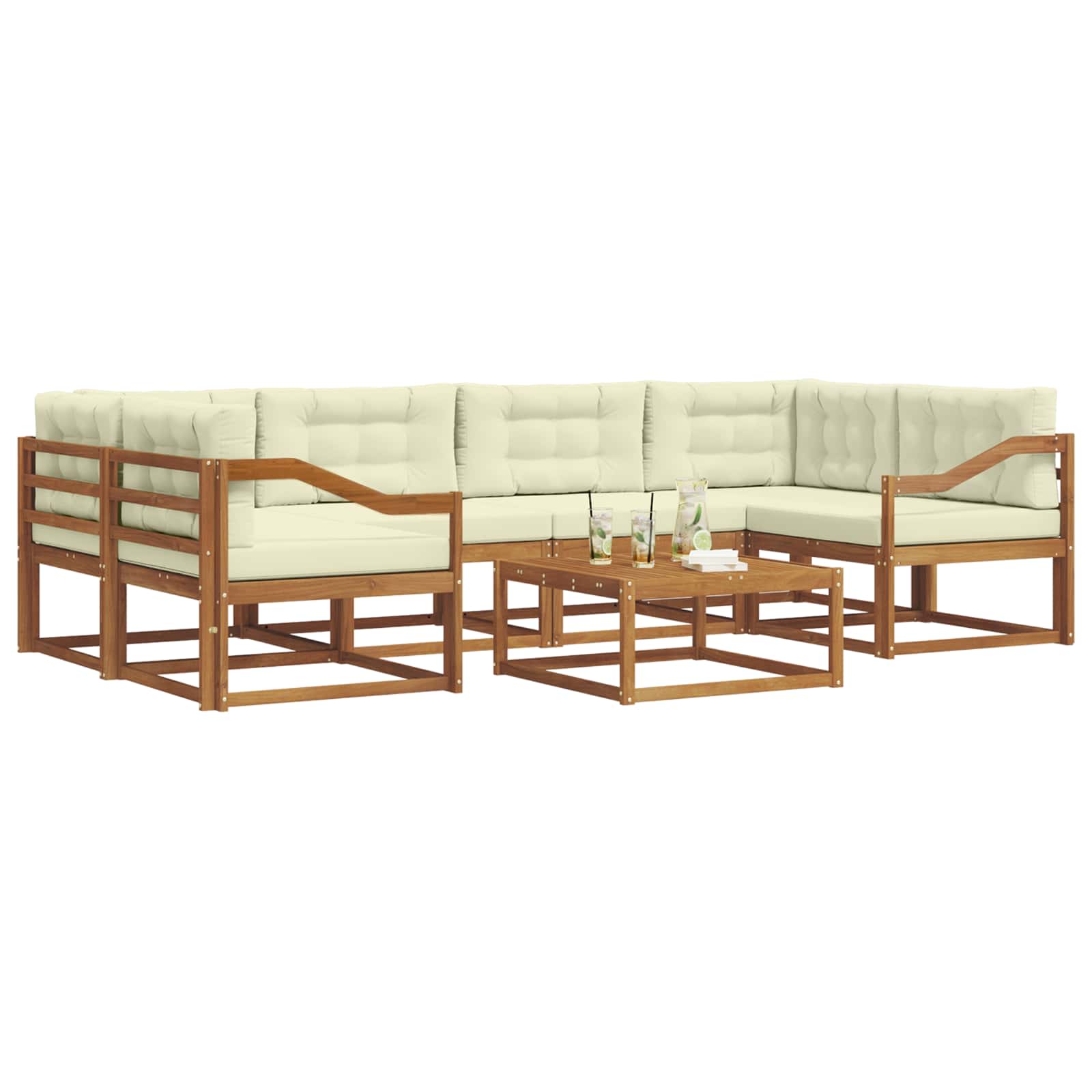 Outdoor-Sofagarnitur mit Kissen 7 pcs Natur und Creme