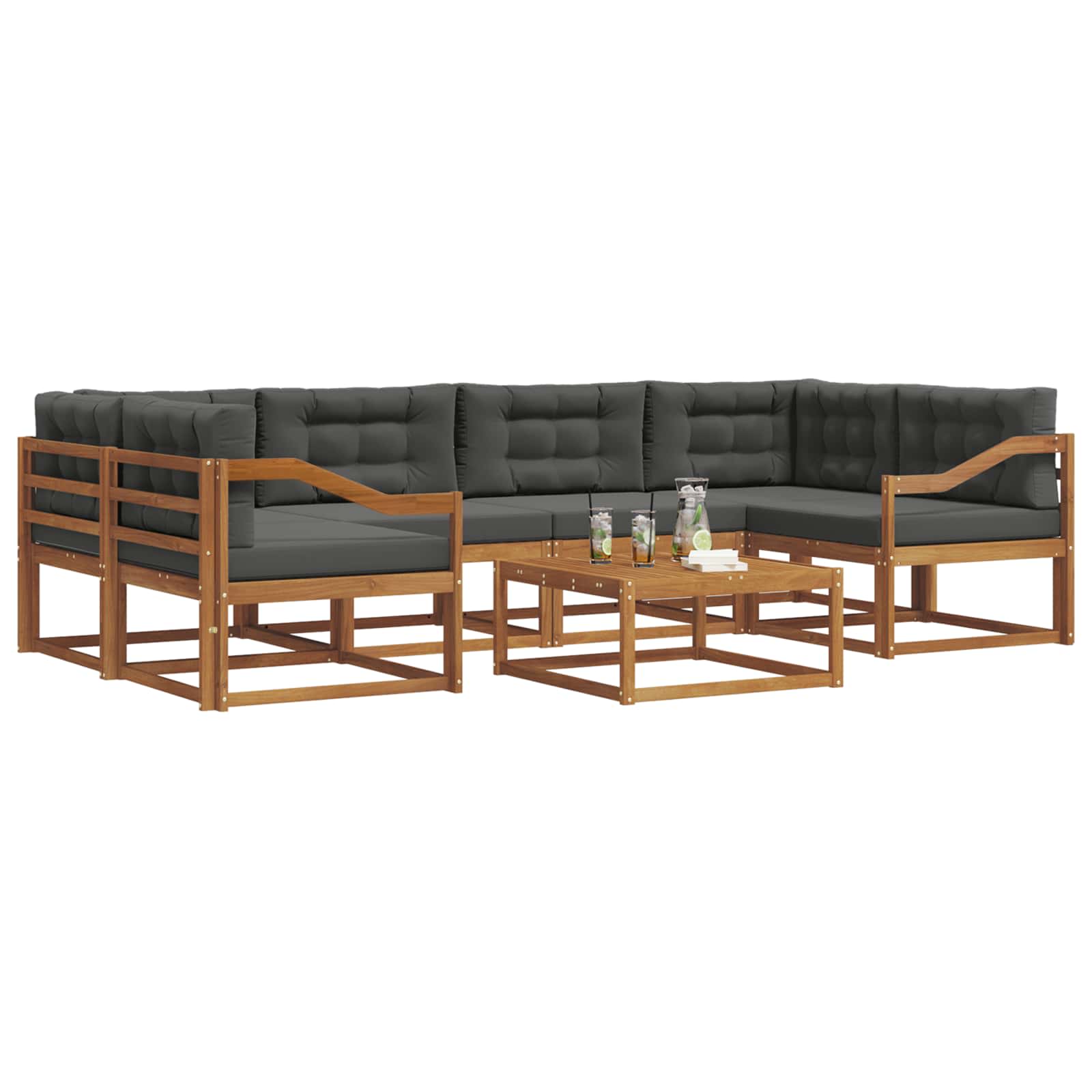Outdoor-Sofagarnitur mit Kissen 7 pcs Natur und Anthrazit