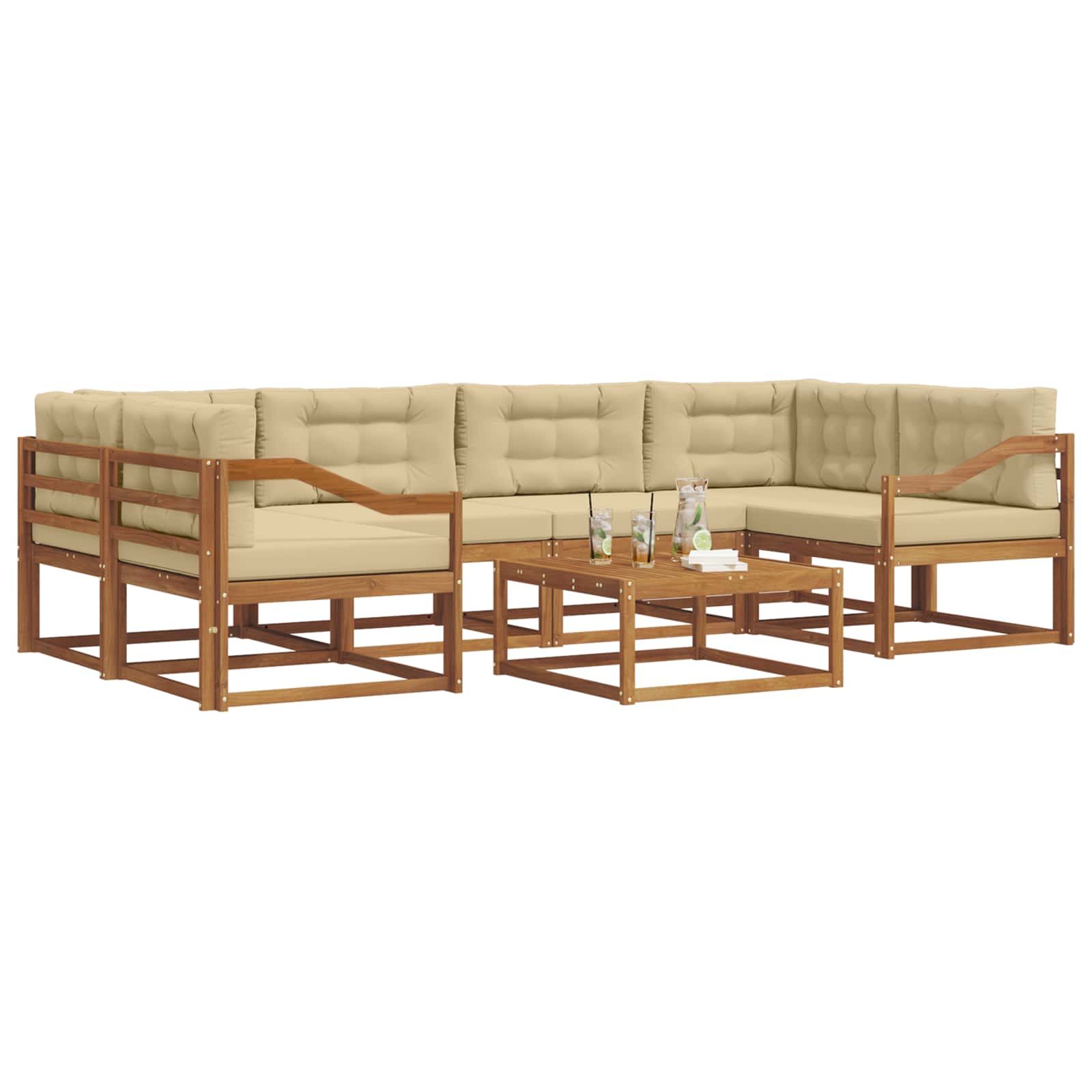 Outdoor-Sofagarnitur mit Kissen 7 pcs Natur und Beige