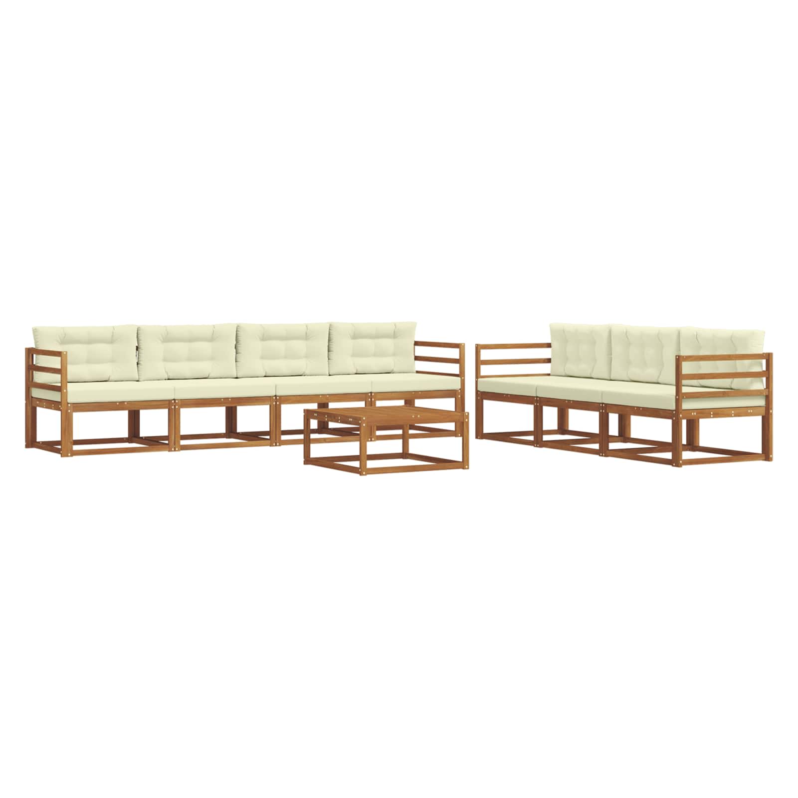 Outdoor-Sofagarnitur mit Kissen 8 pcs Natur und Creme