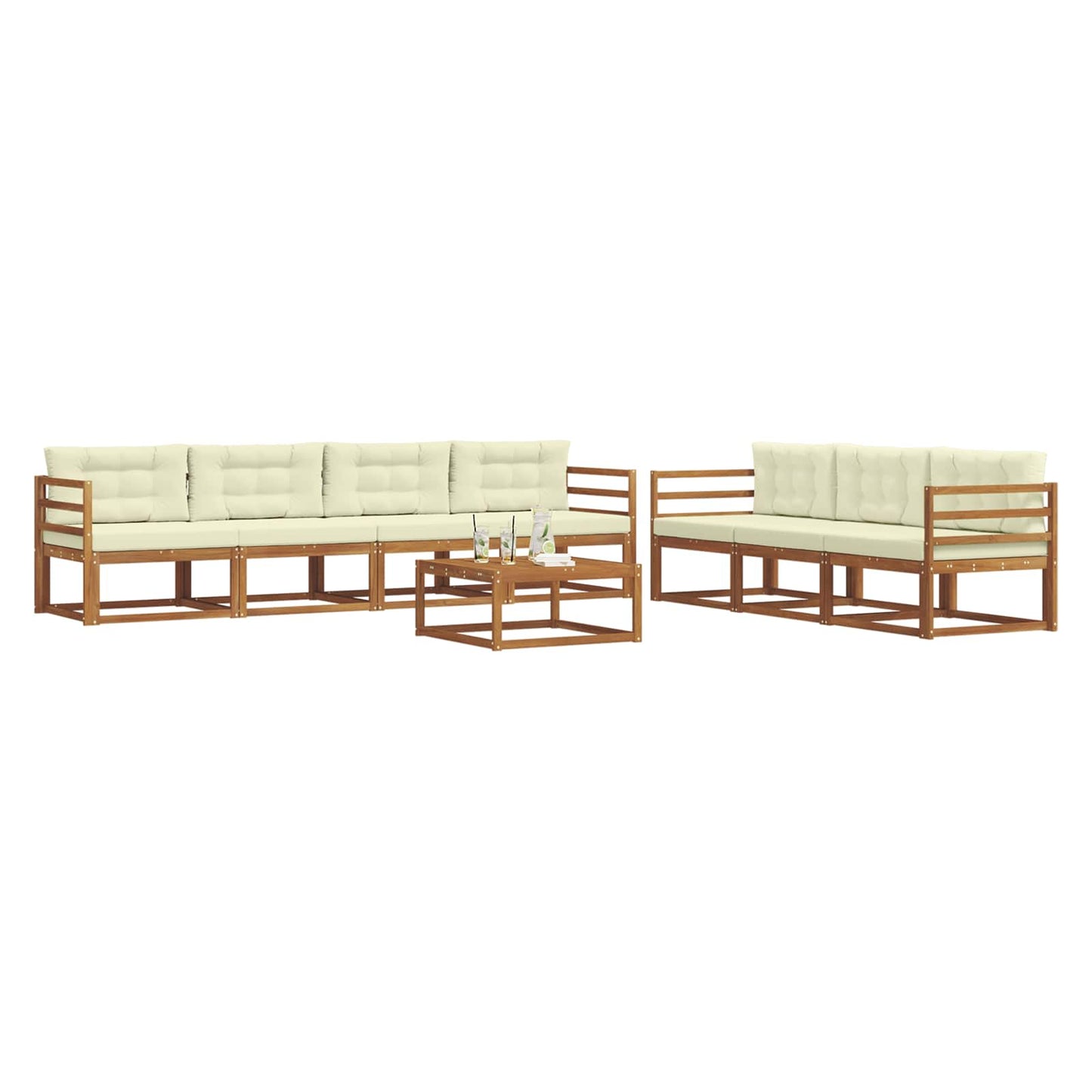Outdoor-Sofagarnitur mit Kissen 8 pcs Natur und Creme