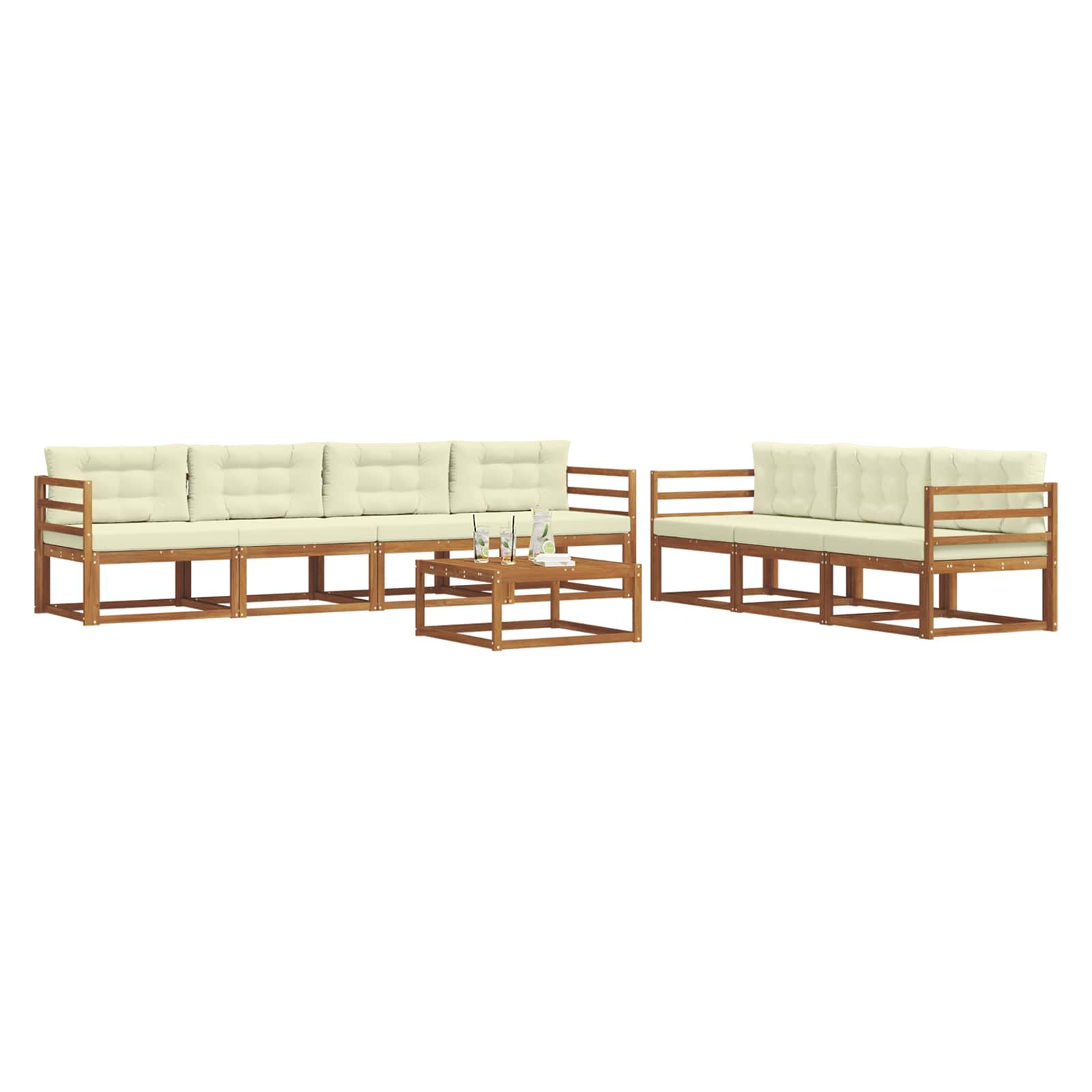 Outdoor-Sofagarnitur mit Kissen 8 pcs Natur und Creme