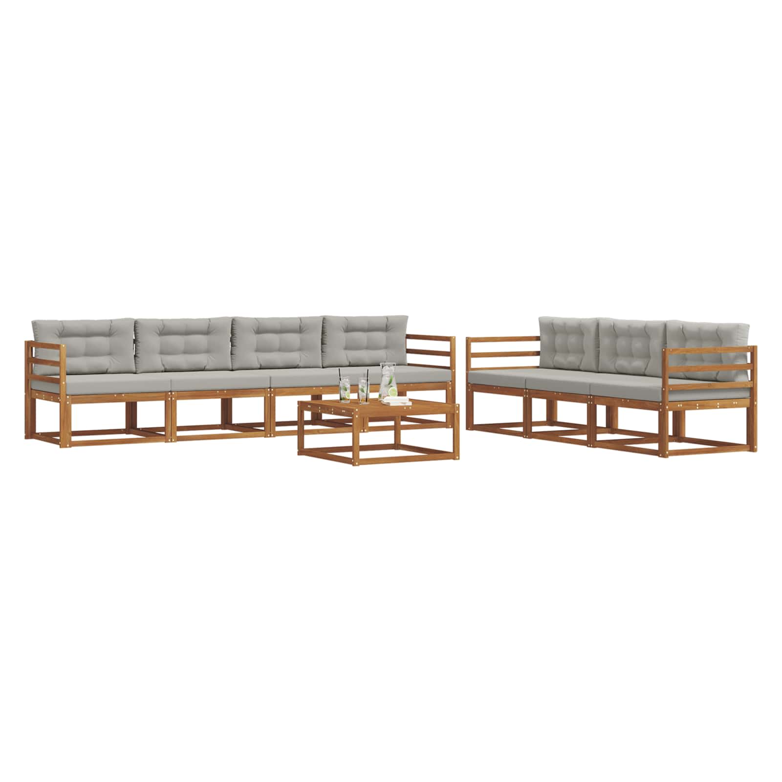 Outdoor-Sofagarnitur mit Kissen 8 pcs Natürlich und Hellgrau