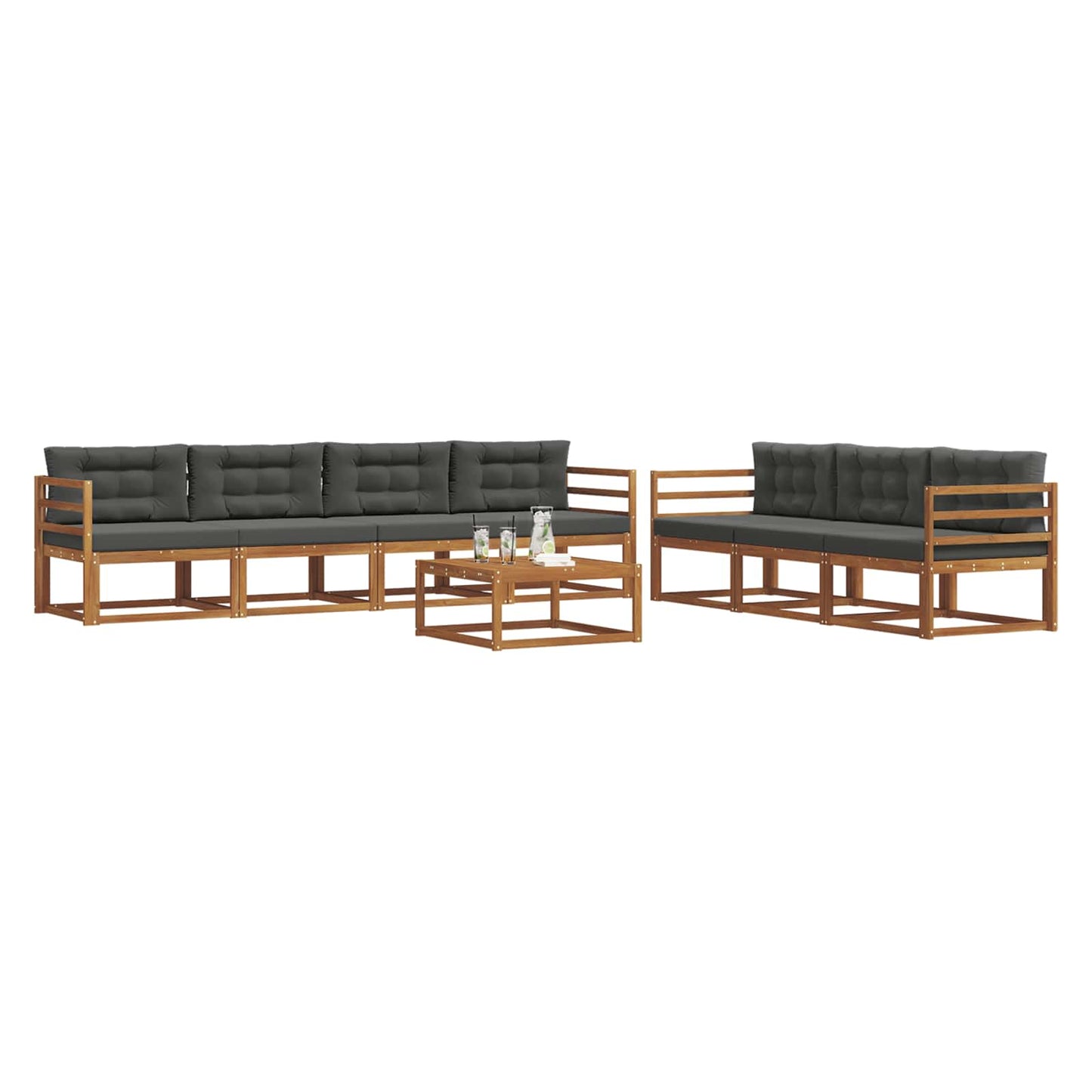 Outdoor-Sofagarnitur mit Kissen 8 pcs Natur und Anthrazit
