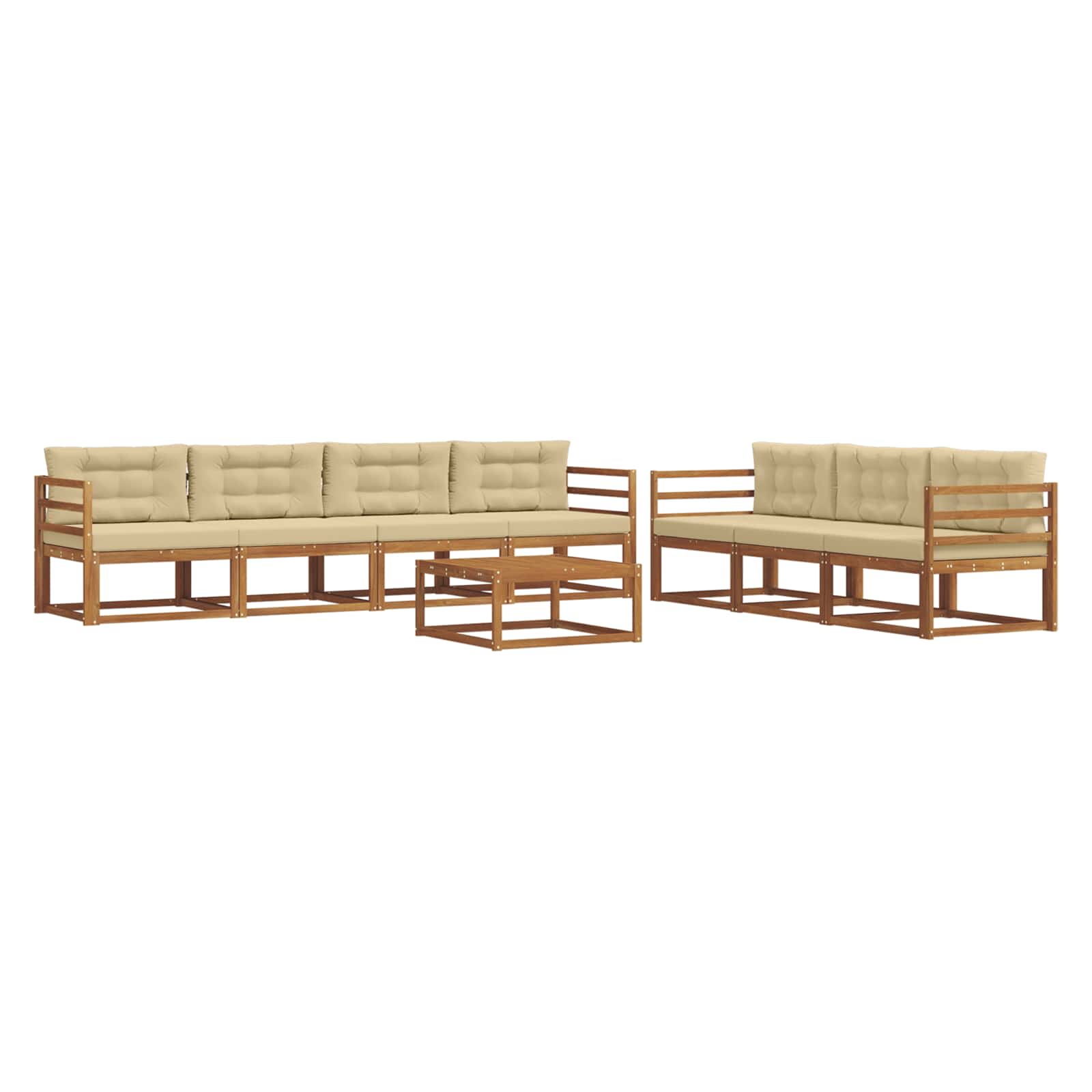 Outdoor-Sofagarnitur mit Kissen 8 pcs Natur und Beige
