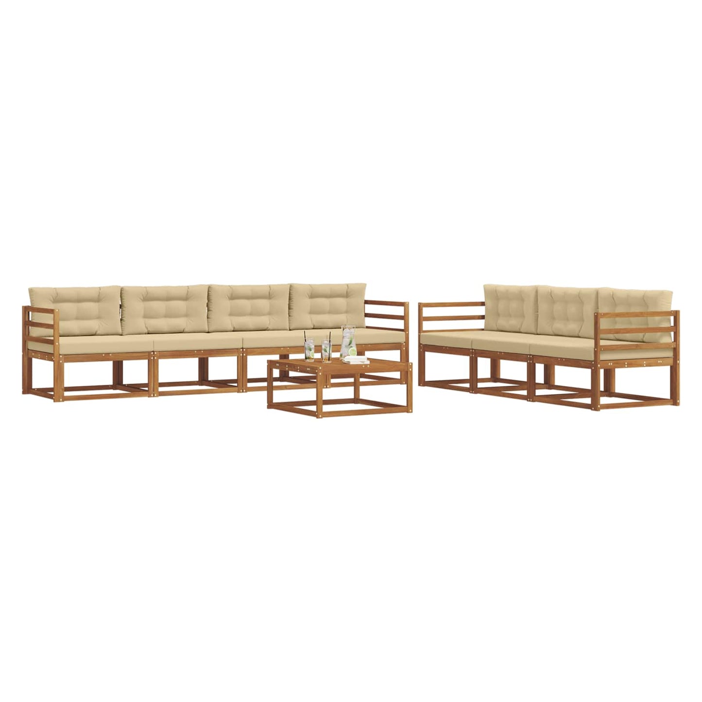 Outdoor-Sofagarnitur mit Kissen 8 pcs Natur und Beige
