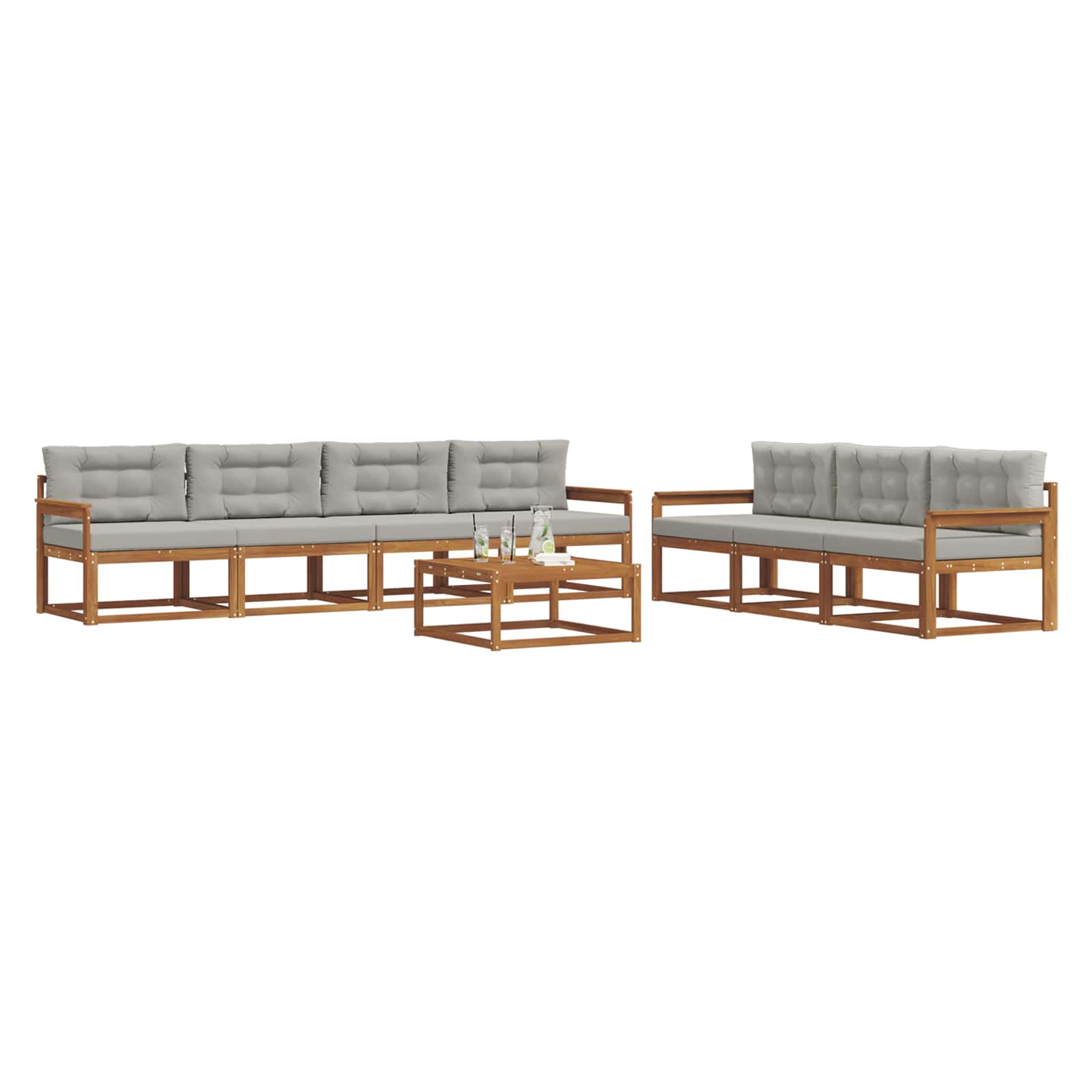 Outdoor-Sofagarnitur mit Kissen 8 pcs Natürlich und Hellgrau