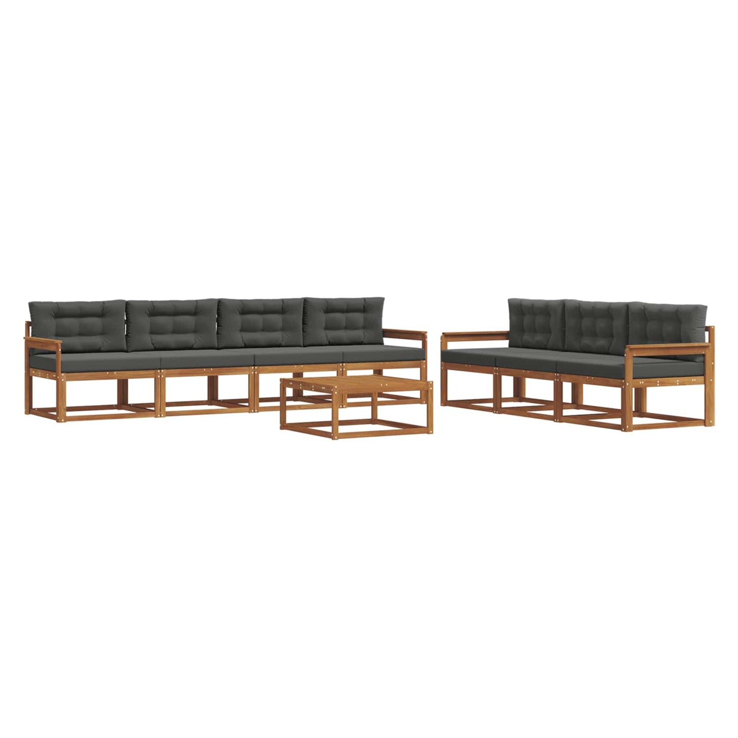 Outdoor-Sofagarnitur mit Kissen 8 pcs Natur und Anthrazit