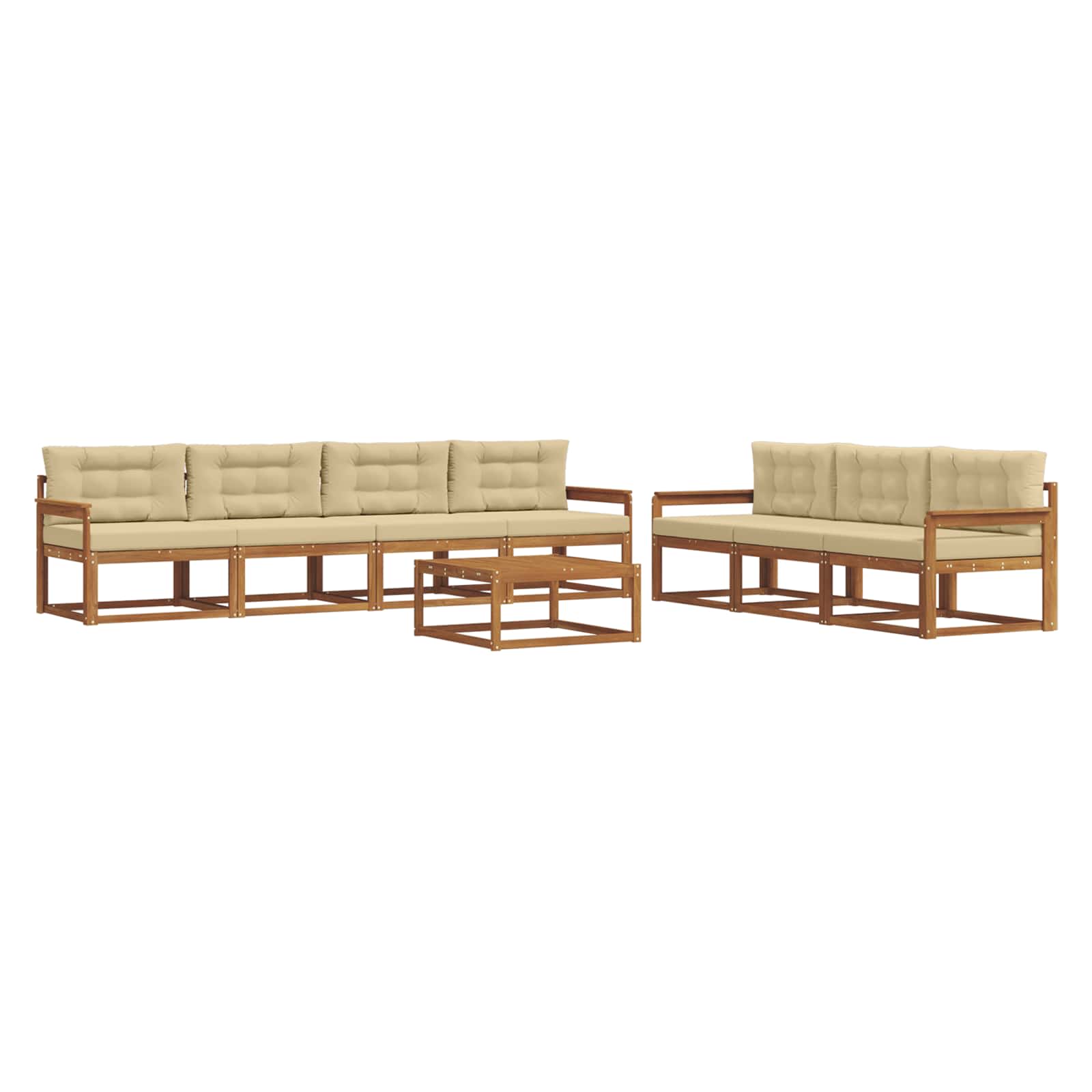 Outdoor-Sofagarnitur mit Kissen 8 pcs Natur und Beige