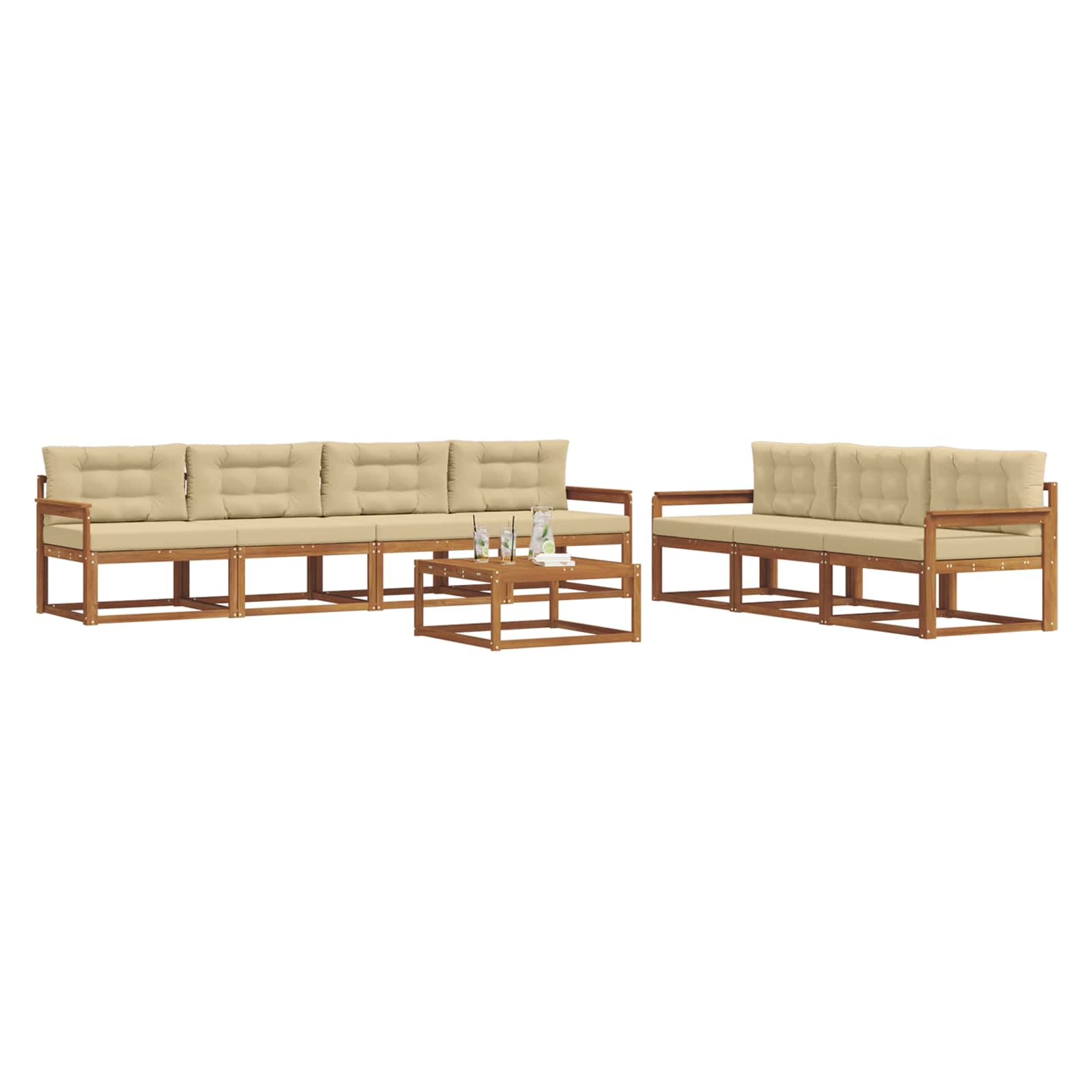 Outdoor-Sofagarnitur mit Kissen 8 pcs Natur und Beige