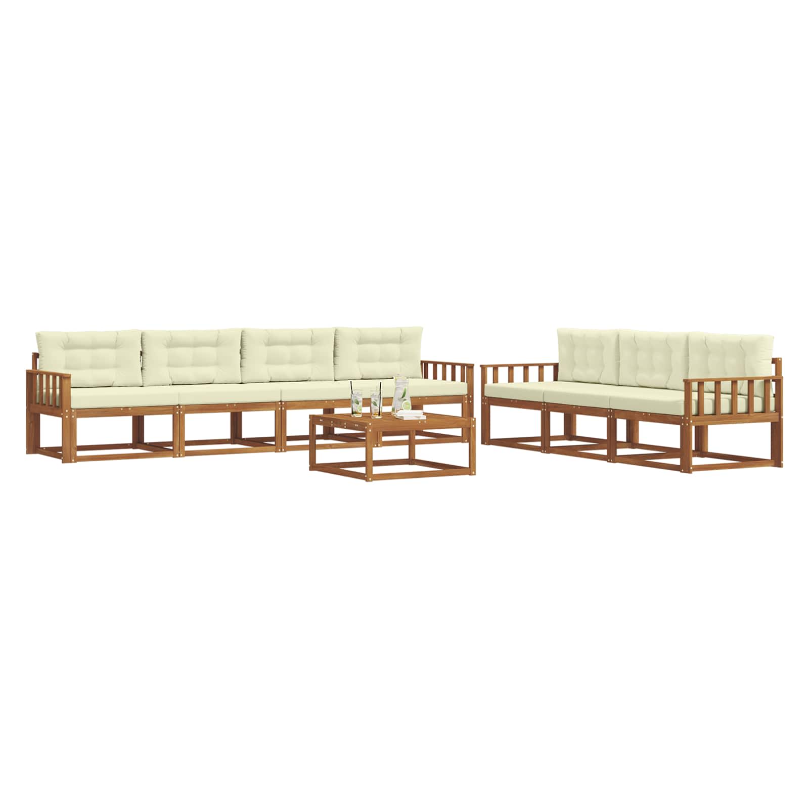 Outdoor-Sofagarnitur mit Kissen 8 pcs Natur und Creme