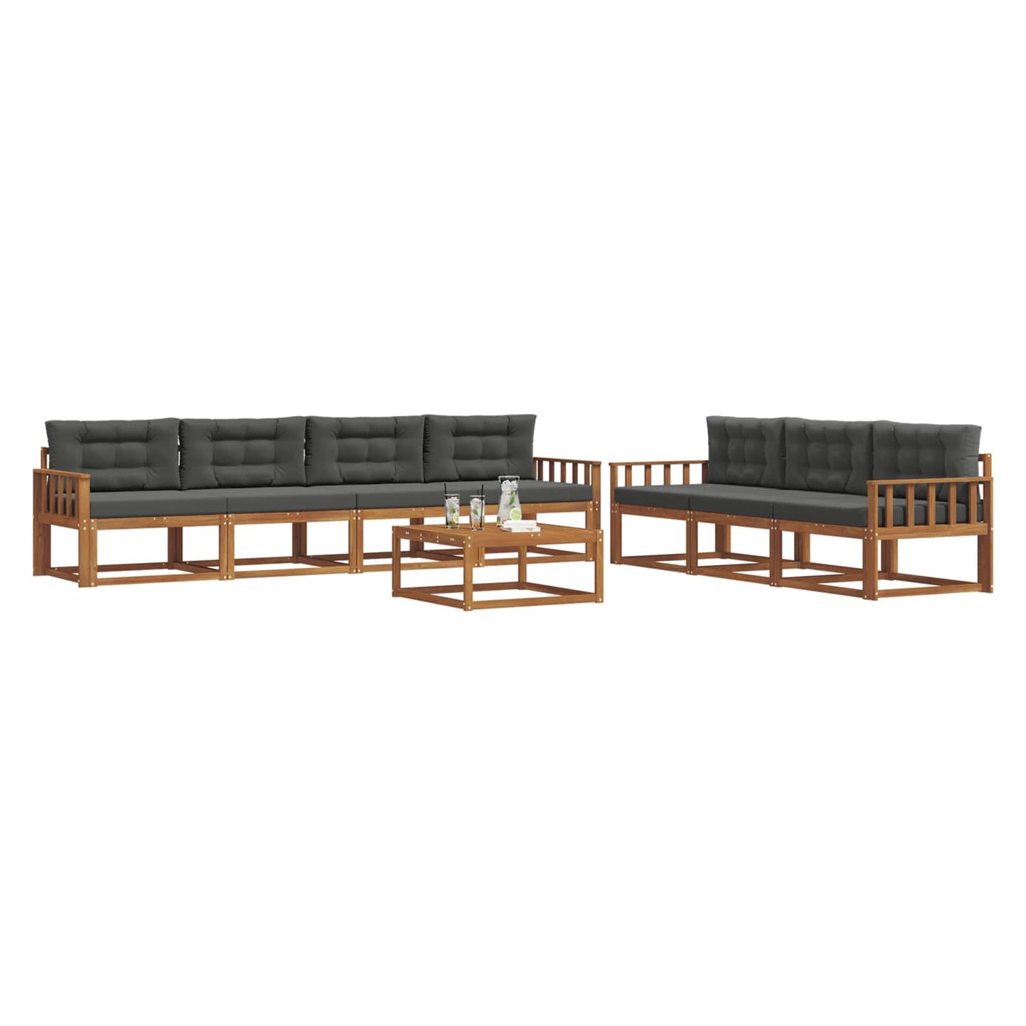 Outdoor-Sofagarnitur mit Kissen 8 pcs Natur und Anthrazit