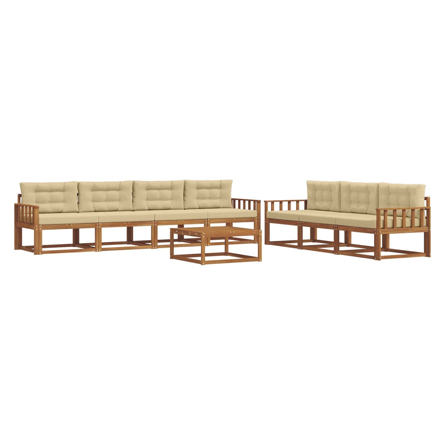 Outdoor-Sofagarnitur mit Kissen 8 pcs Natur und Beige