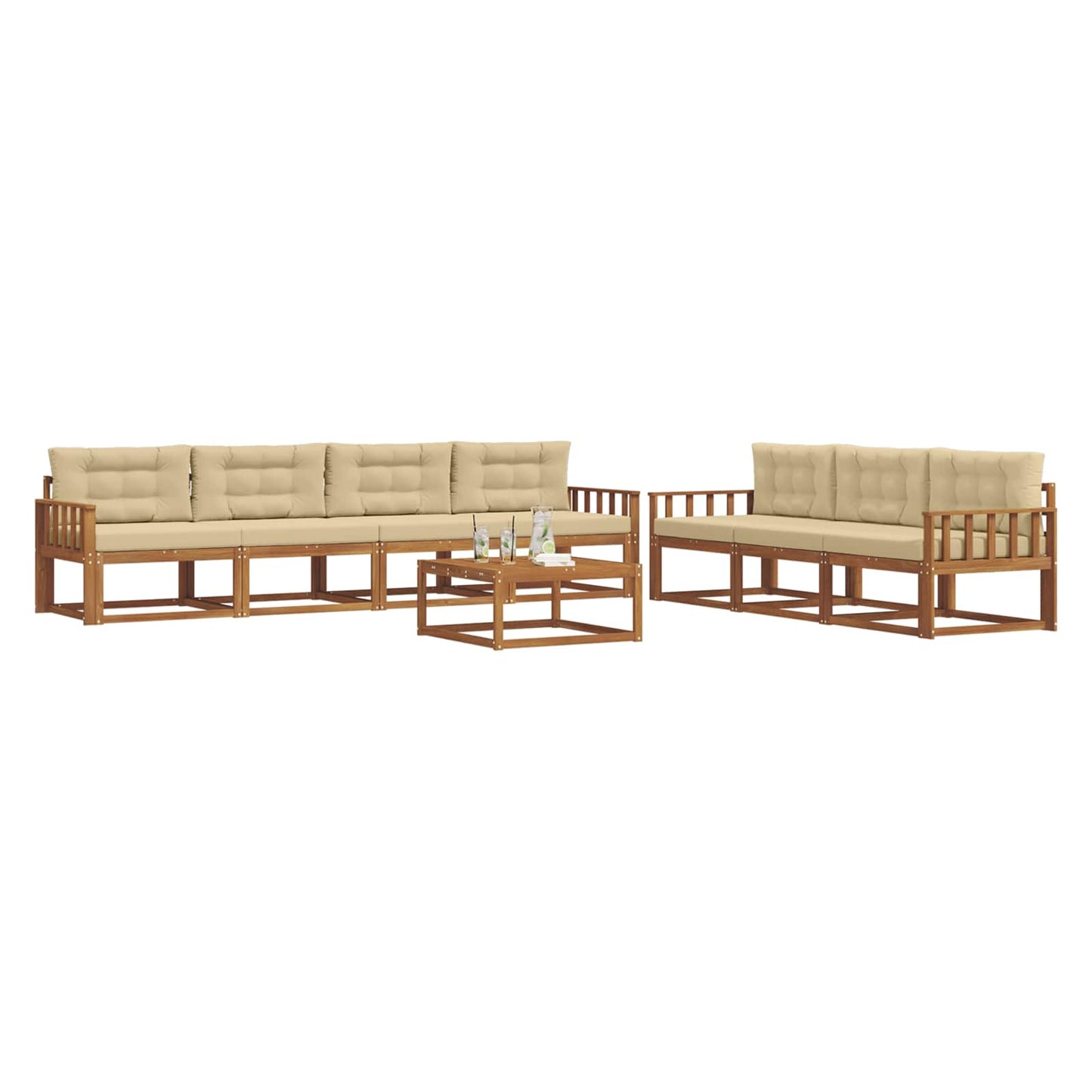 Outdoor-Sofagarnitur mit Kissen 8 pcs Natur und Beige