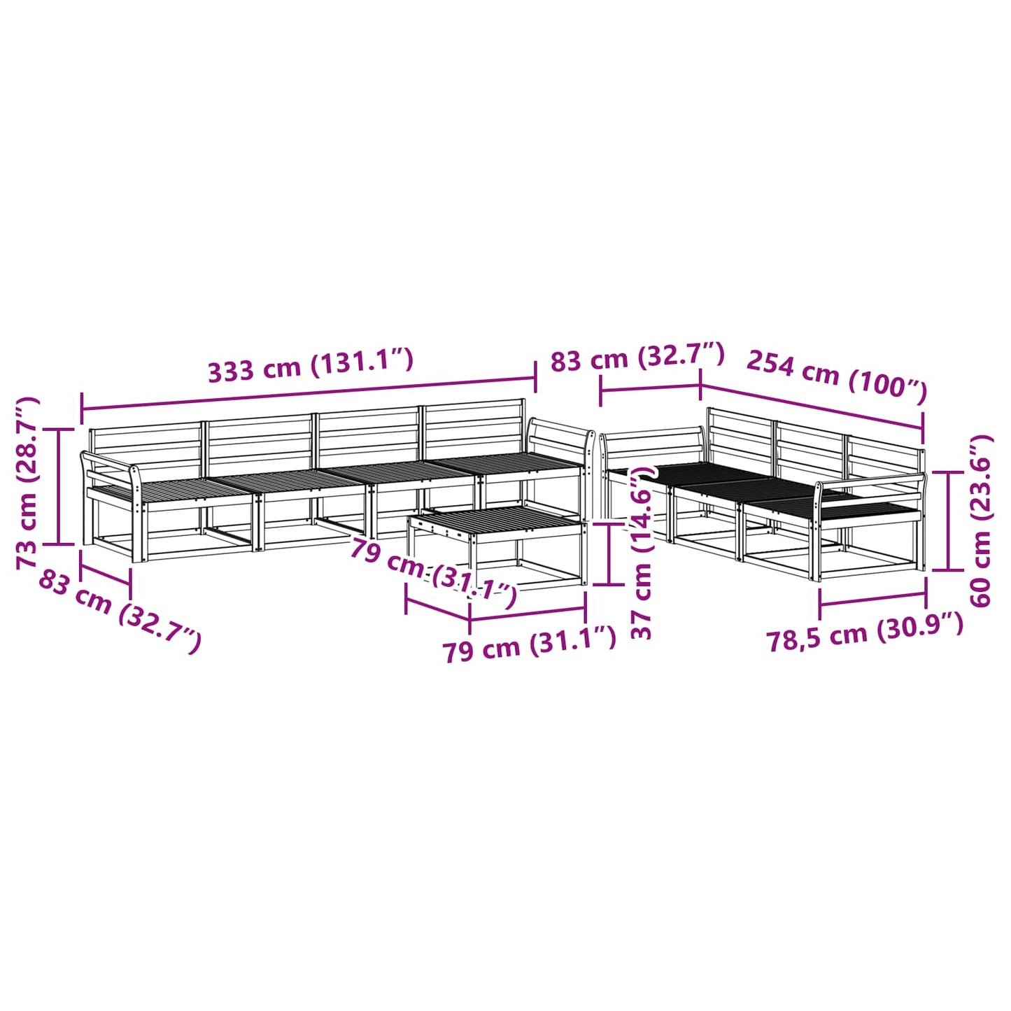Outdoor-Sofagarnitur 8 pcs Natur Massivholz Akazie