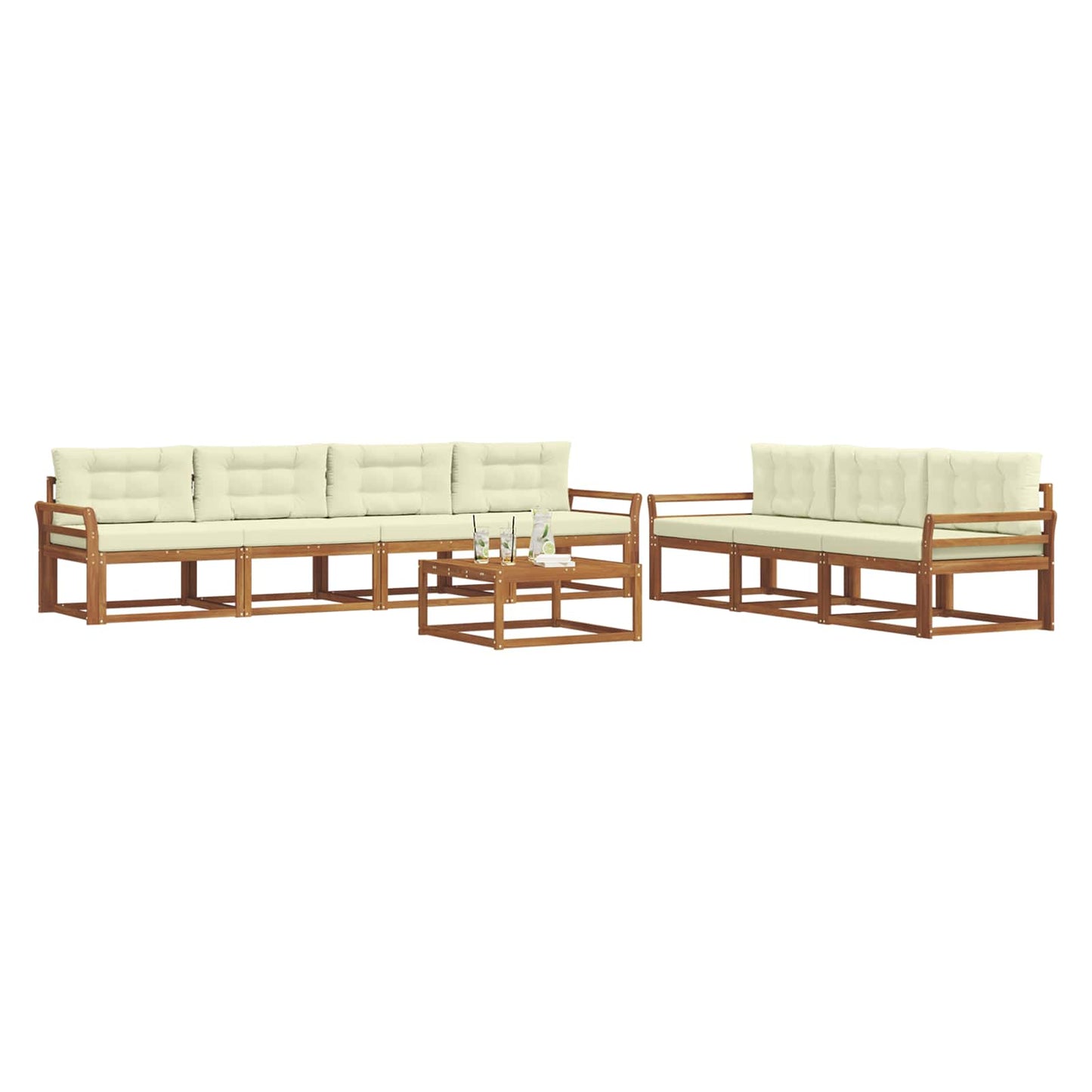 Outdoor-Sofagarnitur mit Kissen 8 pcs Natur und Creme