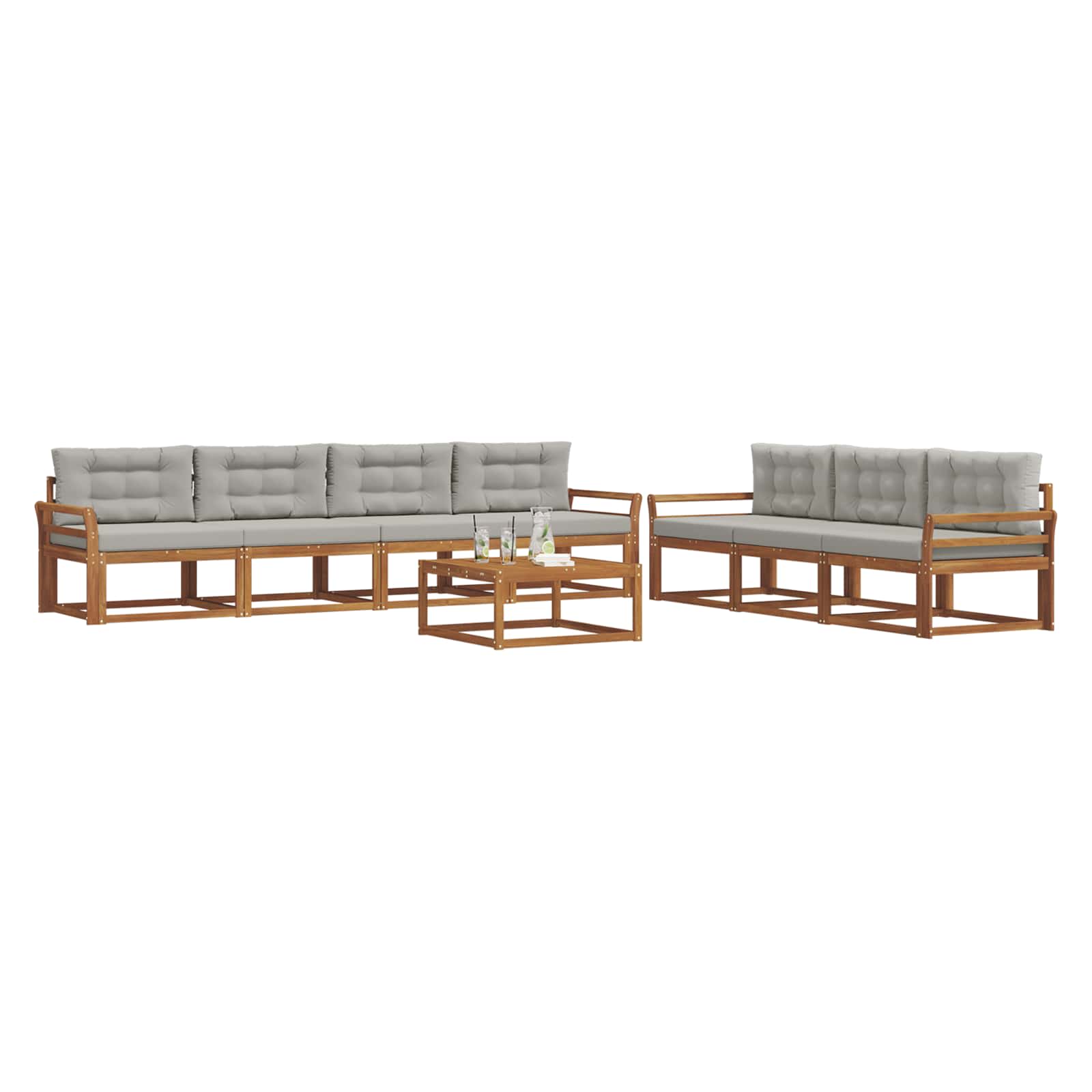 Outdoor-Sofagarnitur mit Kissen 8 pcs Natürlich und Hellgrau
