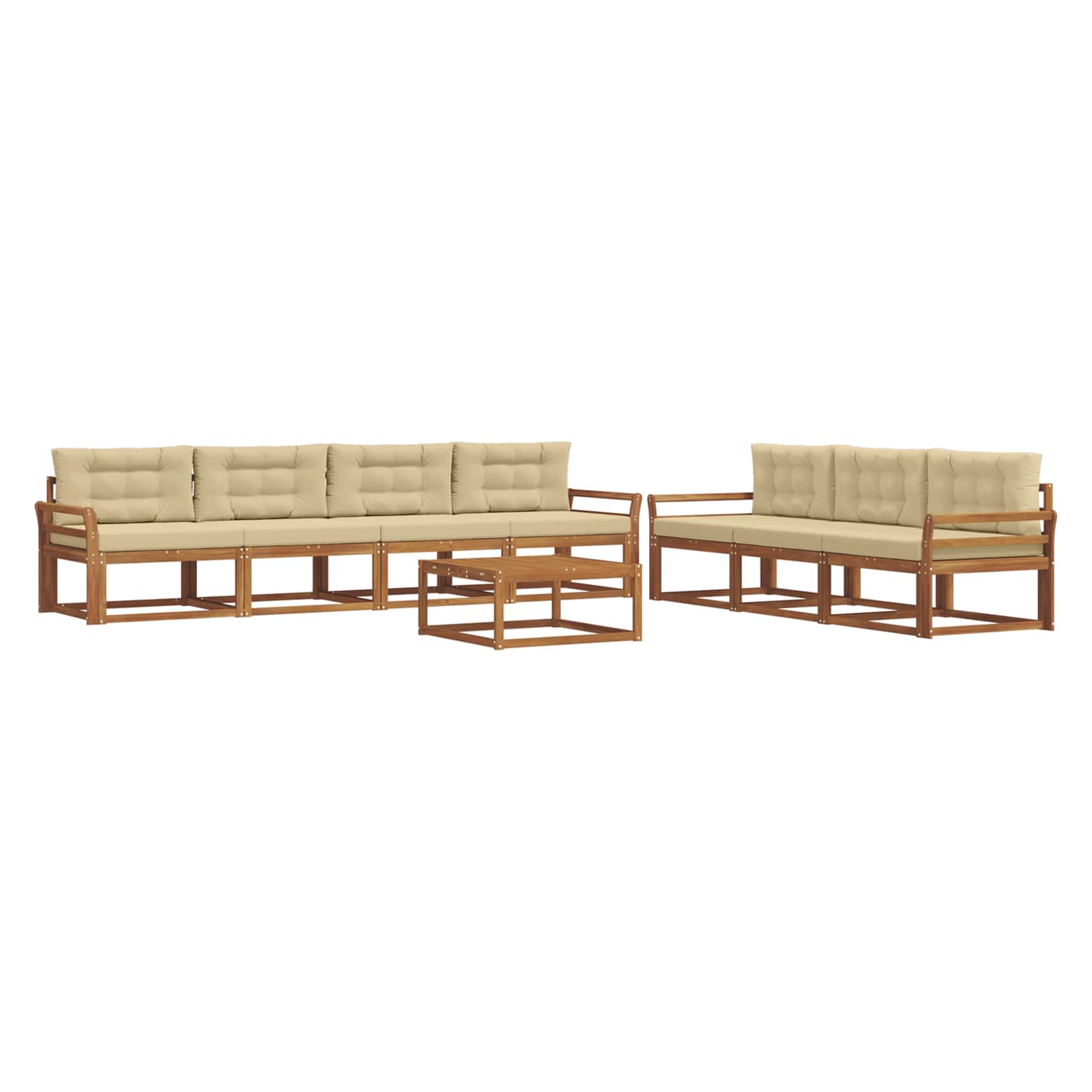 Outdoor-Sofagarnitur mit Kissen 8 pcs Natur und Beige