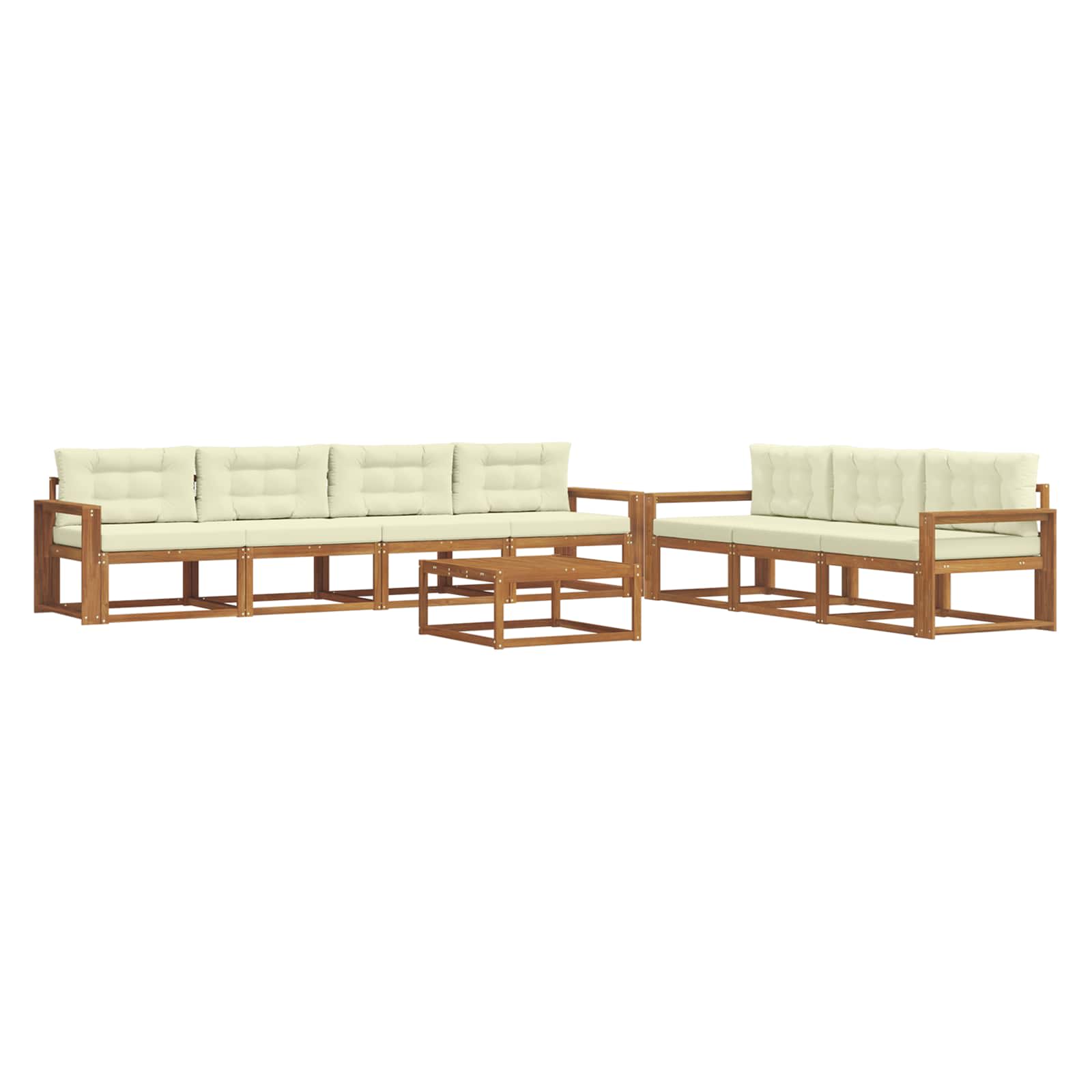 Outdoor-Sofagarnitur mit Kissen 8 pcs Natur und Creme