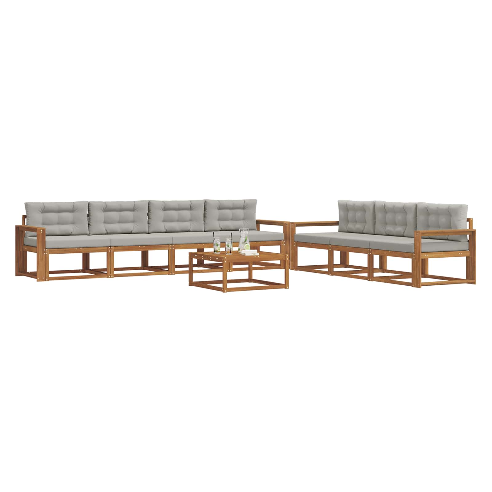 Outdoor-Sofagarnitur mit Kissen 8 pcs Natürlich und Hellgrau