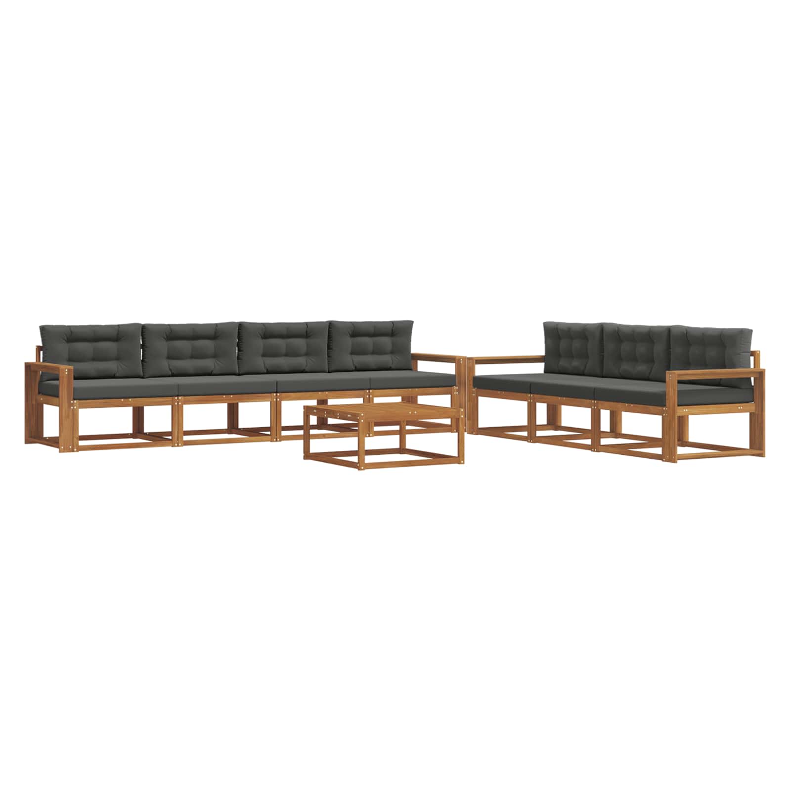 Outdoor-Sofagarnitur mit Kissen 8 pcs Natur und Anthrazit