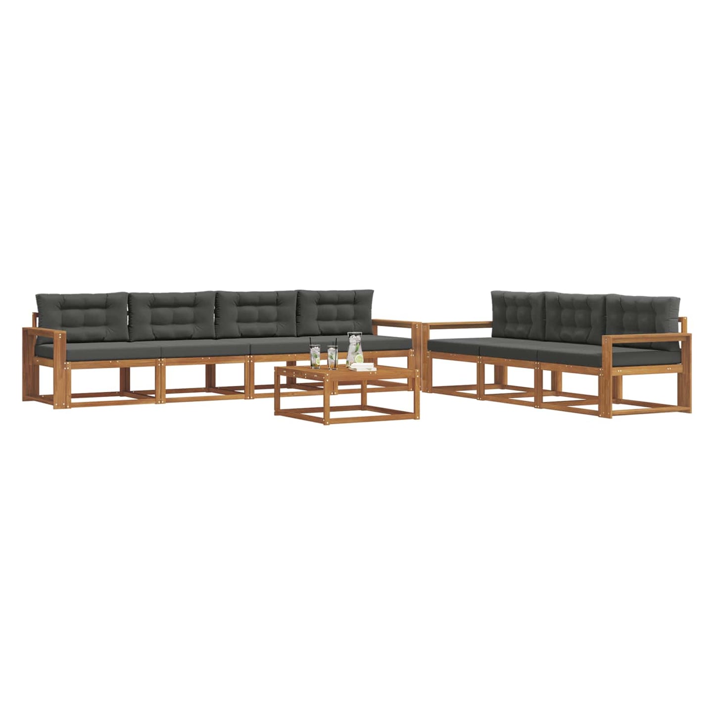 Outdoor-Sofagarnitur mit Kissen 8 pcs Natur und Anthrazit