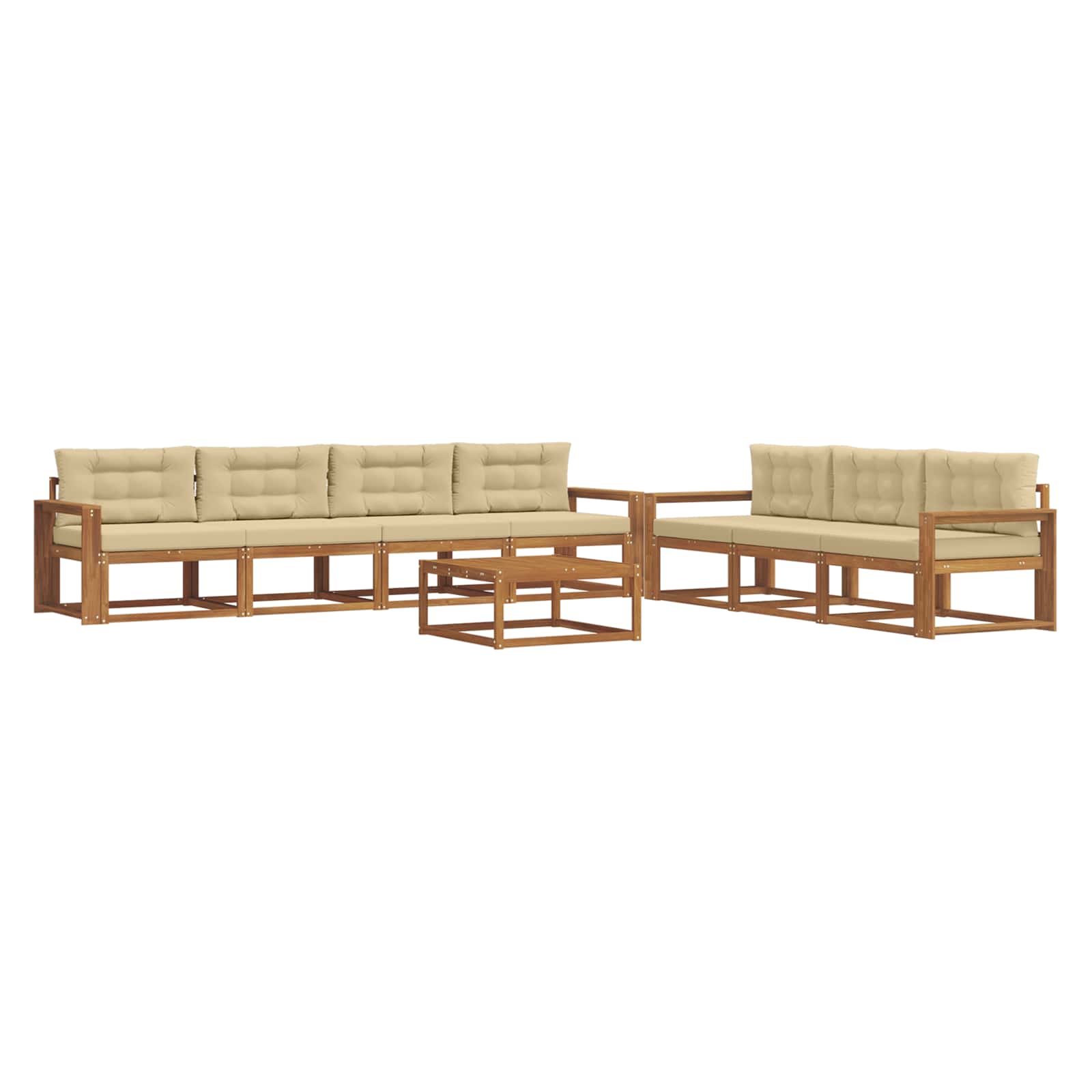 Outdoor-Sofagarnitur mit Kissen 8 pcs Natur und Beige