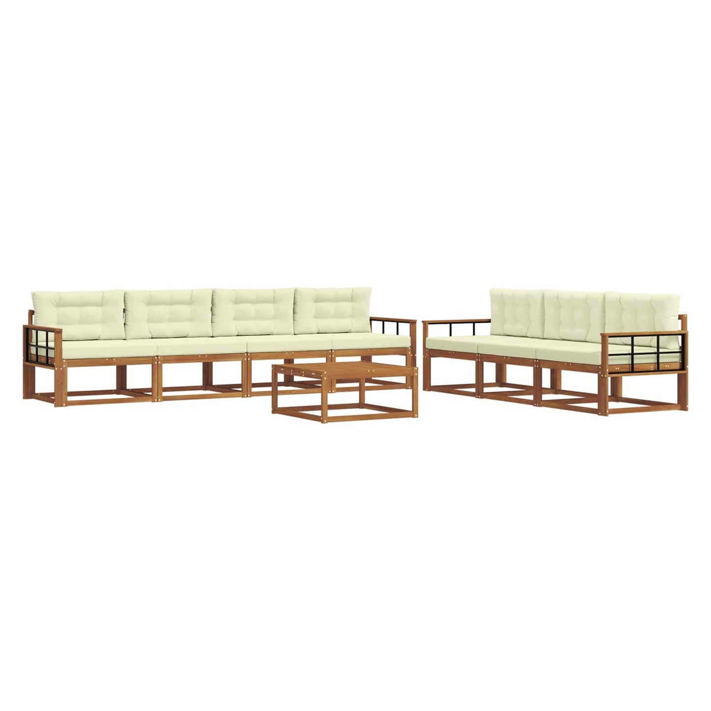 Outdoor-Sofagarnitur mit Kissen 8 pcs Natur und Creme