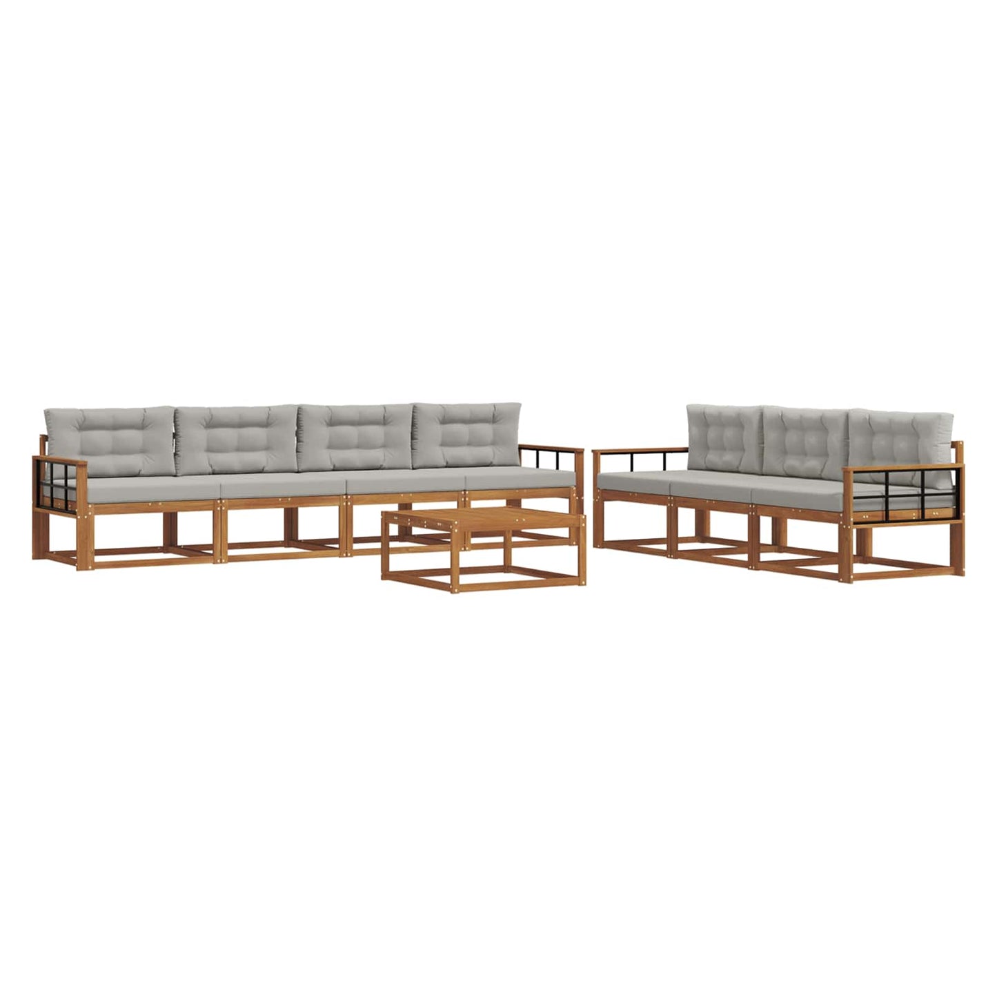 Outdoor-Sofagarnitur mit Kissen 8 pcs Natürlich und Hellgrau