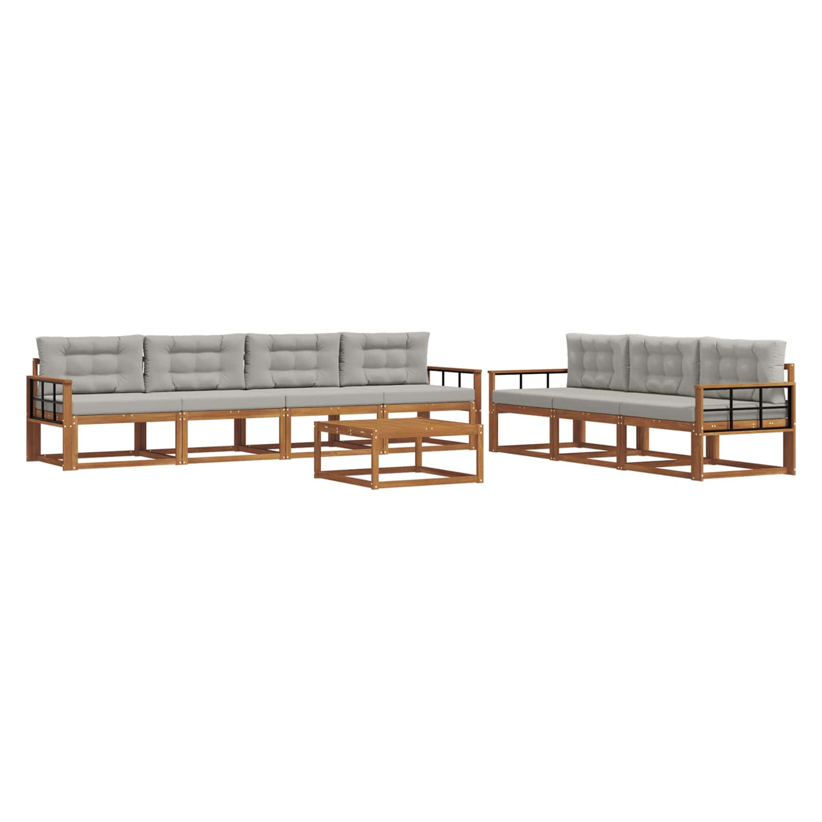 Outdoor-Sofagarnitur mit Kissen 8 pcs Natürlich und Hellgrau