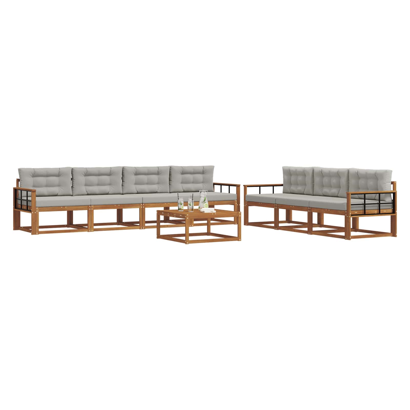 Outdoor-Sofagarnitur mit Kissen 8 pcs Natürlich und Hellgrau