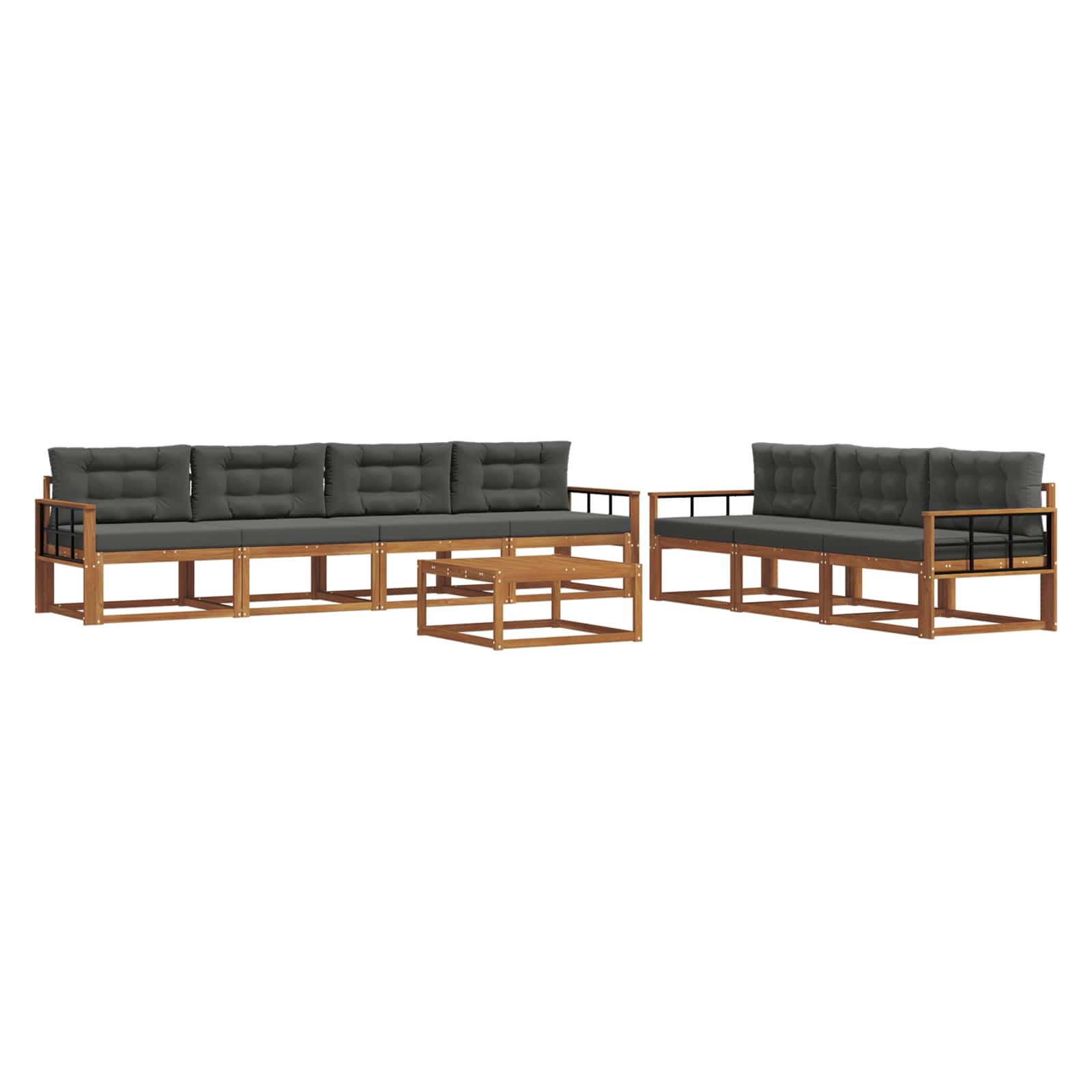 Outdoor-Sofagarnitur mit Kissen 8 pcs Natur und Anthrazit
